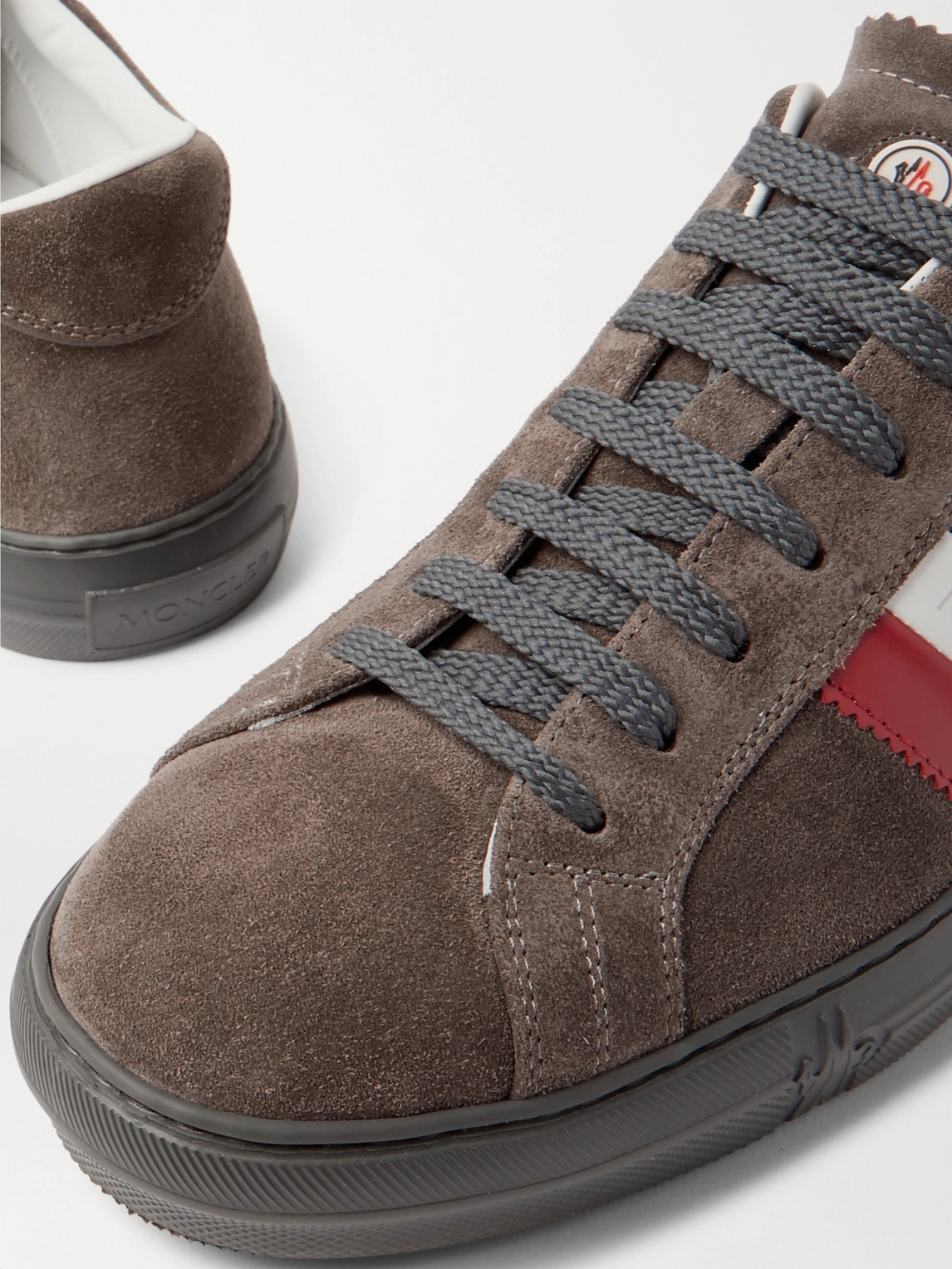Moncler Men's Monaco Tricolor Suede Low-top Sneakers In Gray