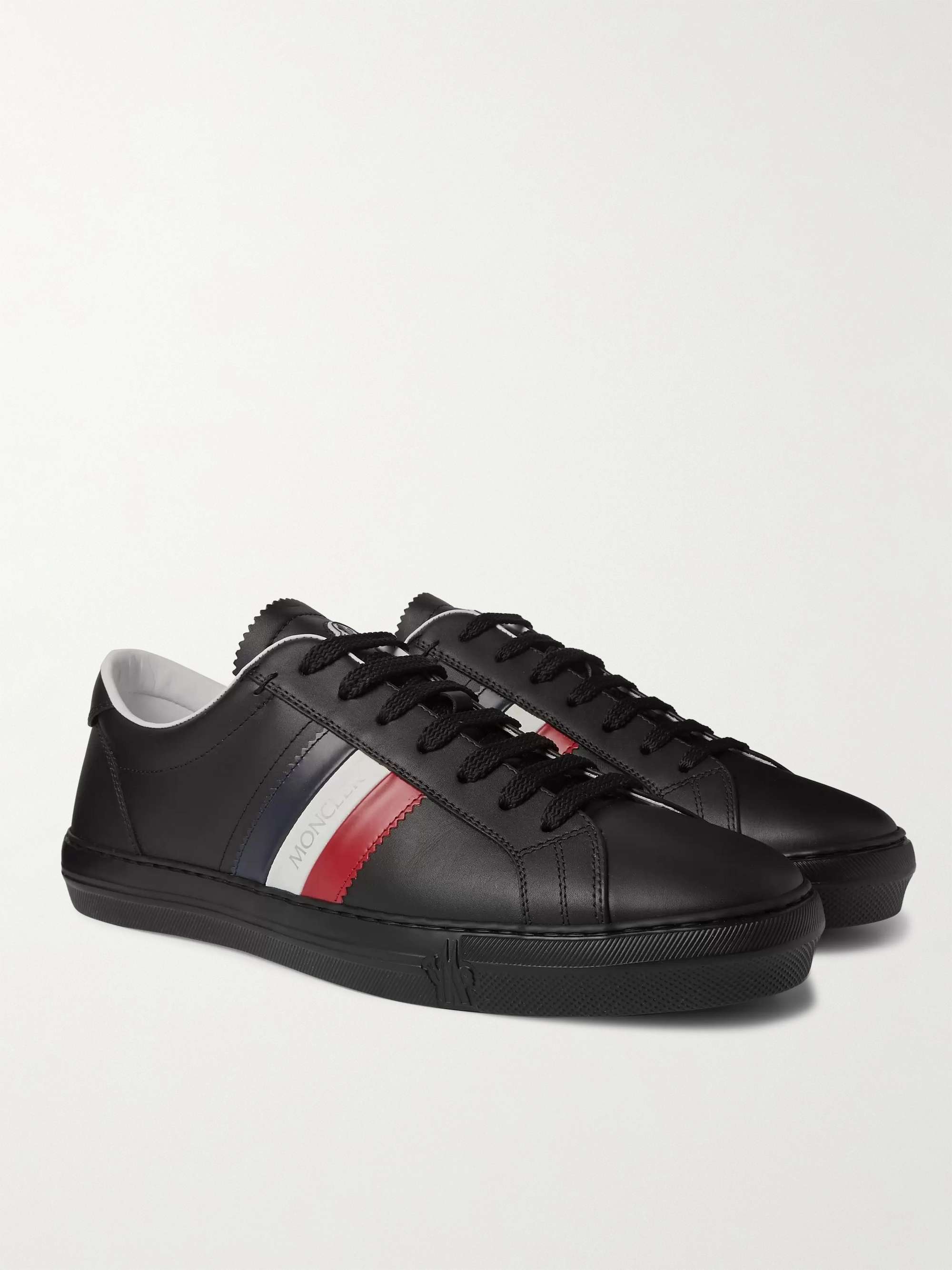 MONCLER New Monaco Striped Leather Sneakers