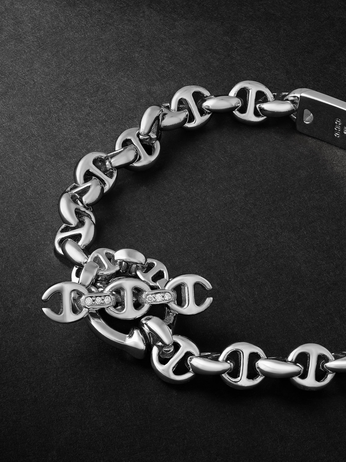 Hoorsenbuhs Open-Link Monogram 5mm Sterling Silver Diamond Bracelet - Men | Thumbnail 3
