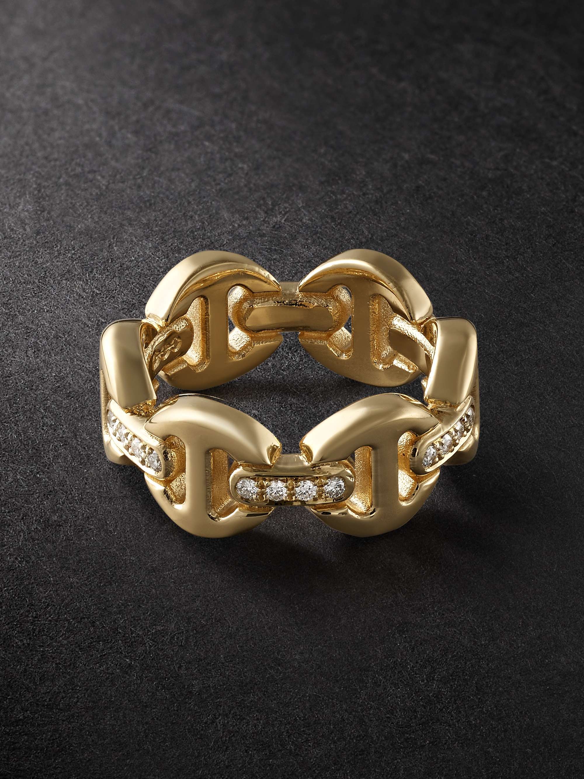 HOORSENBUHS Dame Tri-Link Gold Diamond Ring