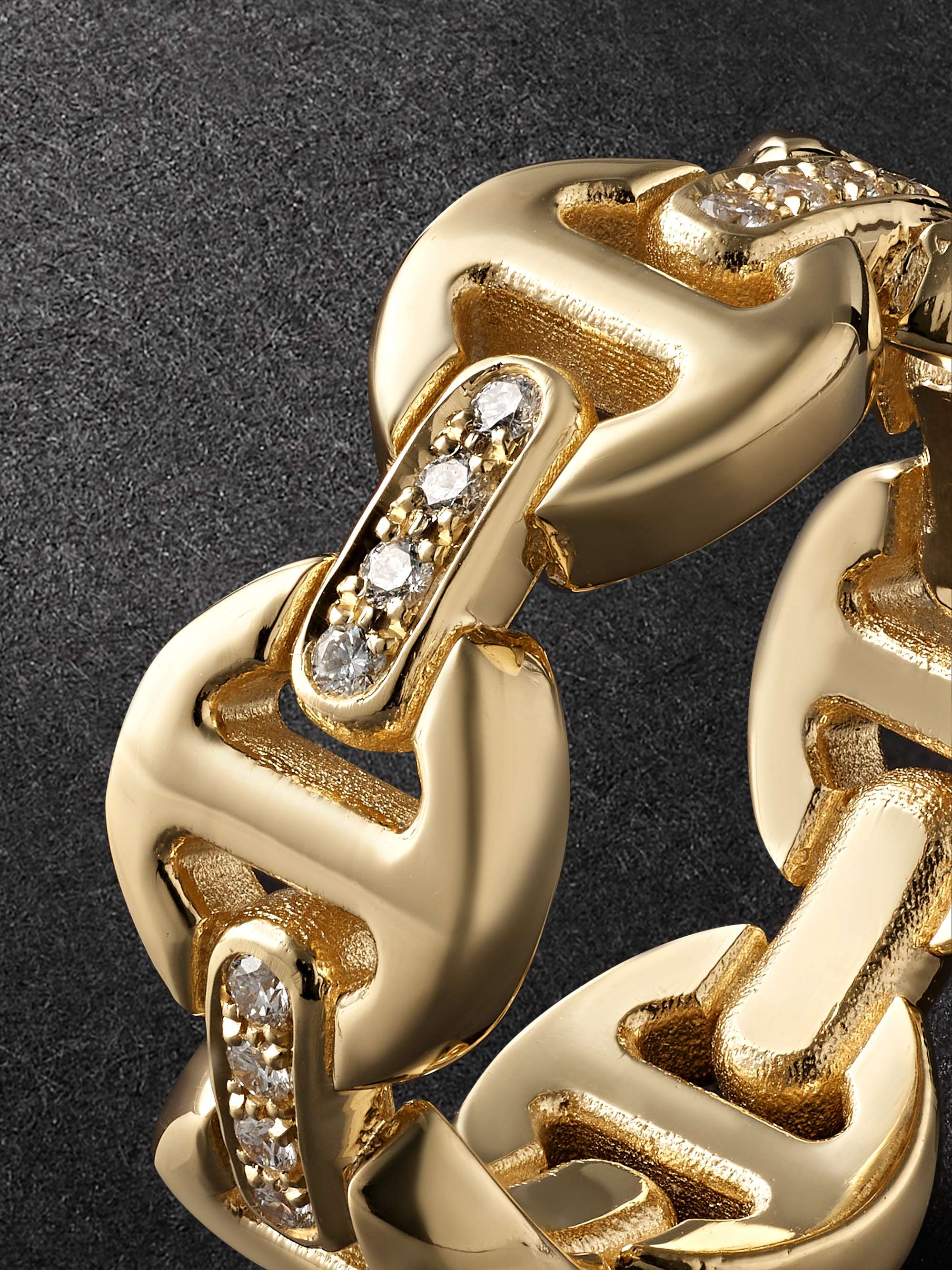 HOORSENBUHS Dame Tri-Link Gold Diamond Ring