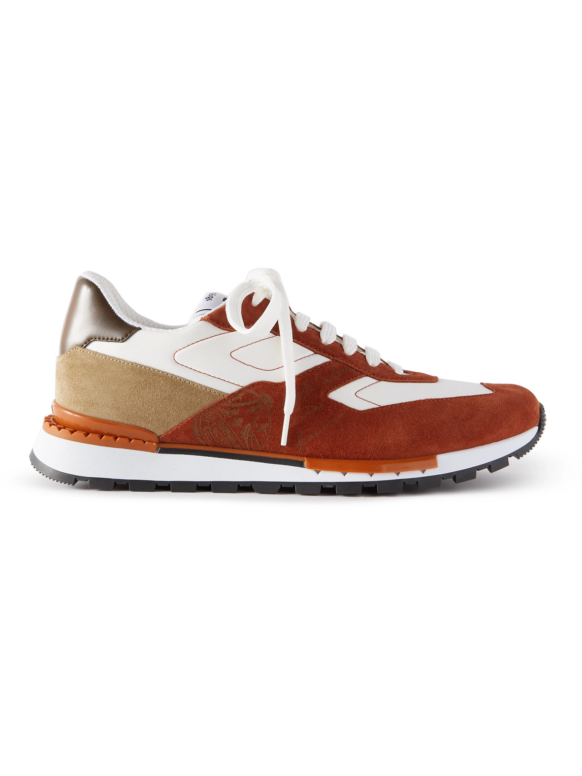 BERLUTI TORINO SUEDE, SHELL AND LEATHER SNEAKERS