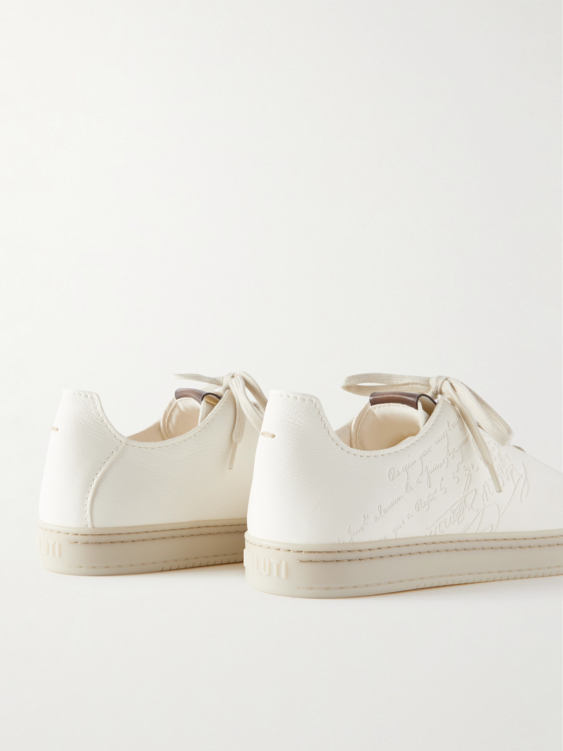 Shop Berluti Eden Scritto Leather Sneakers In Neutrals