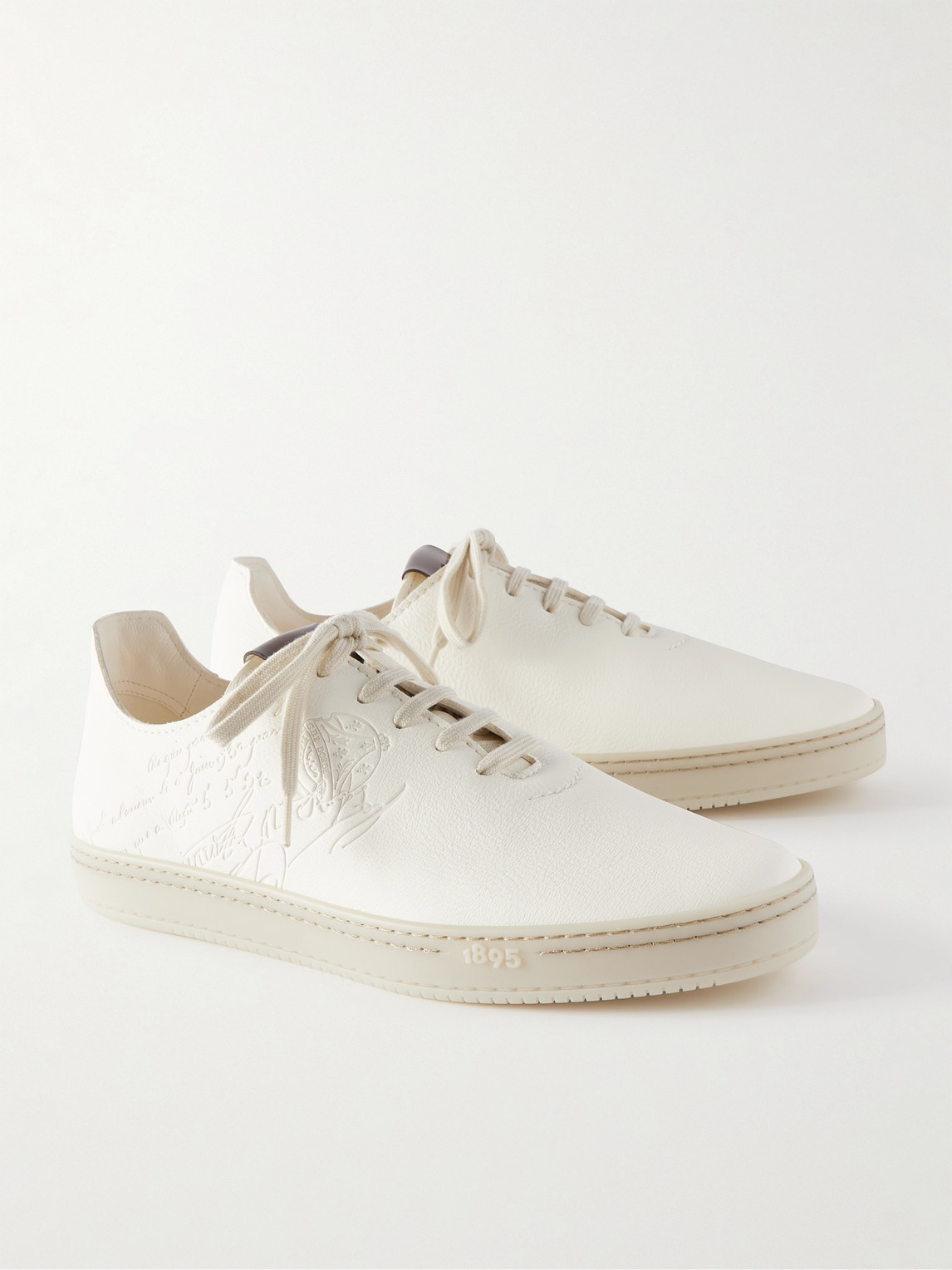 Shop Berluti Eden Scritto Leather Sneakers In Neutrals