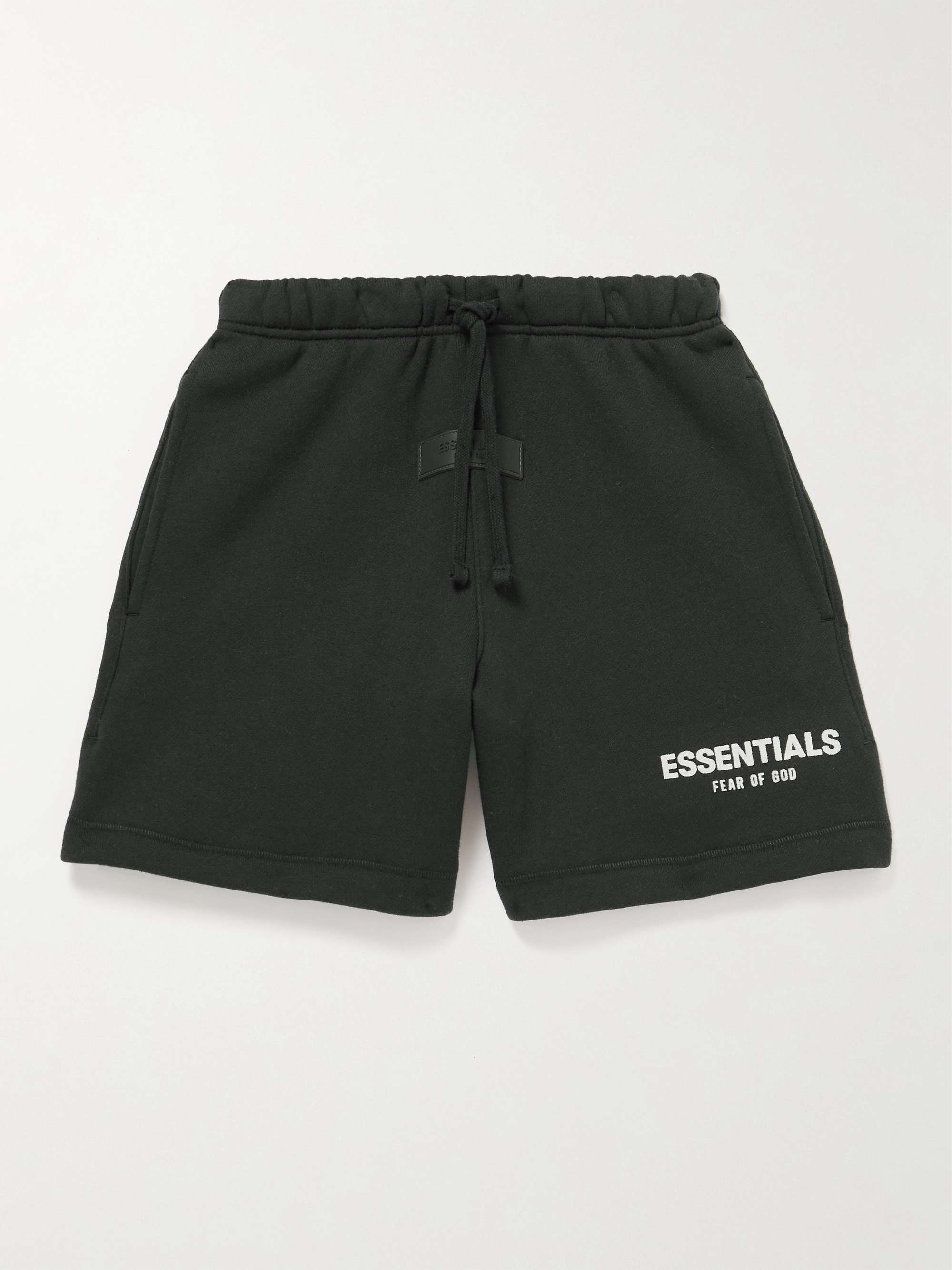 FEAR OF GOD ESSENTIALS KIDS Logo-Flocked Cotton-Blend Jersey Drawstring Shorts