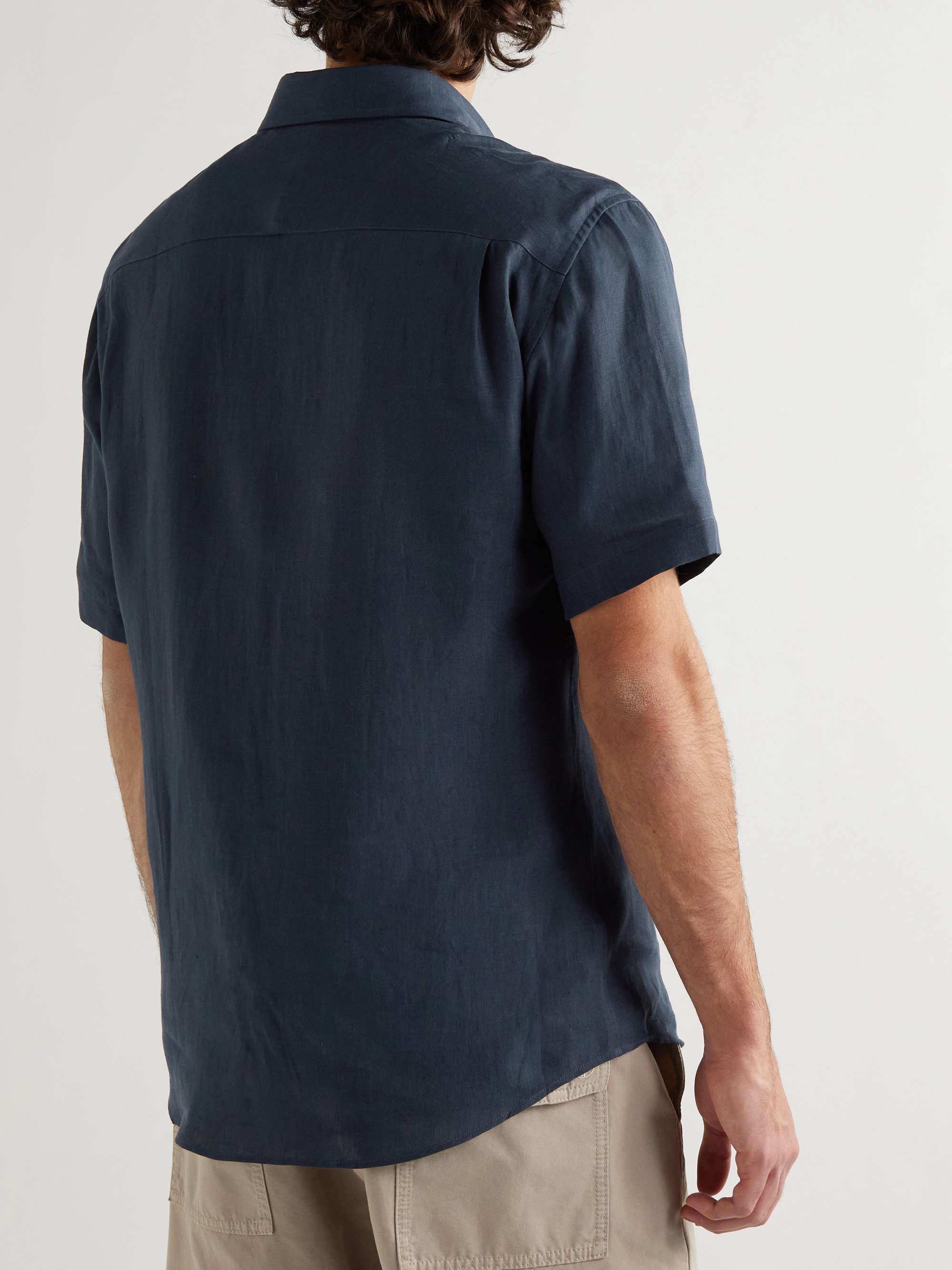 DUNHILL Logo-Embroidered Linen Shirt