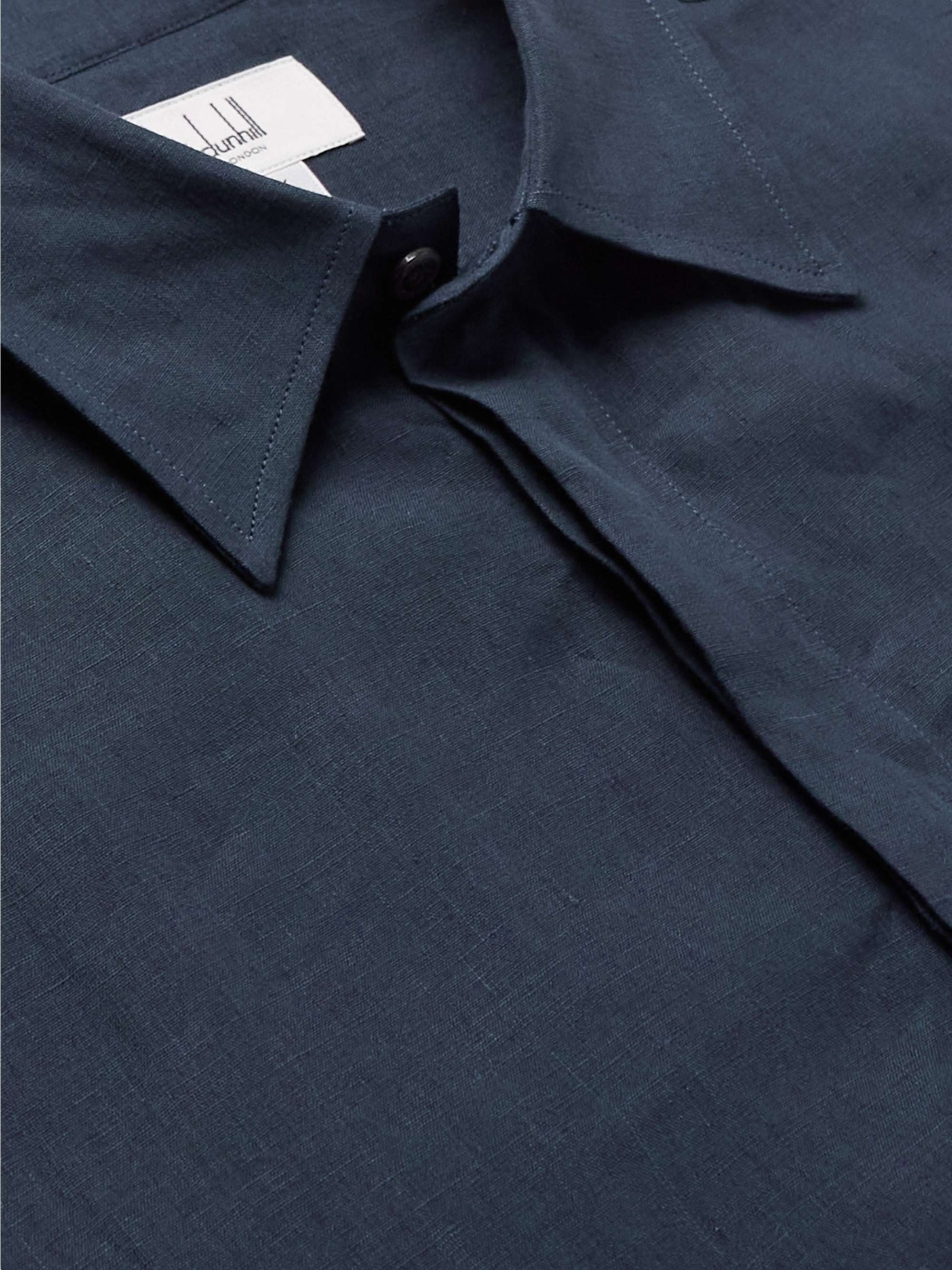 DUNHILL Logo-Embroidered Linen Shirt