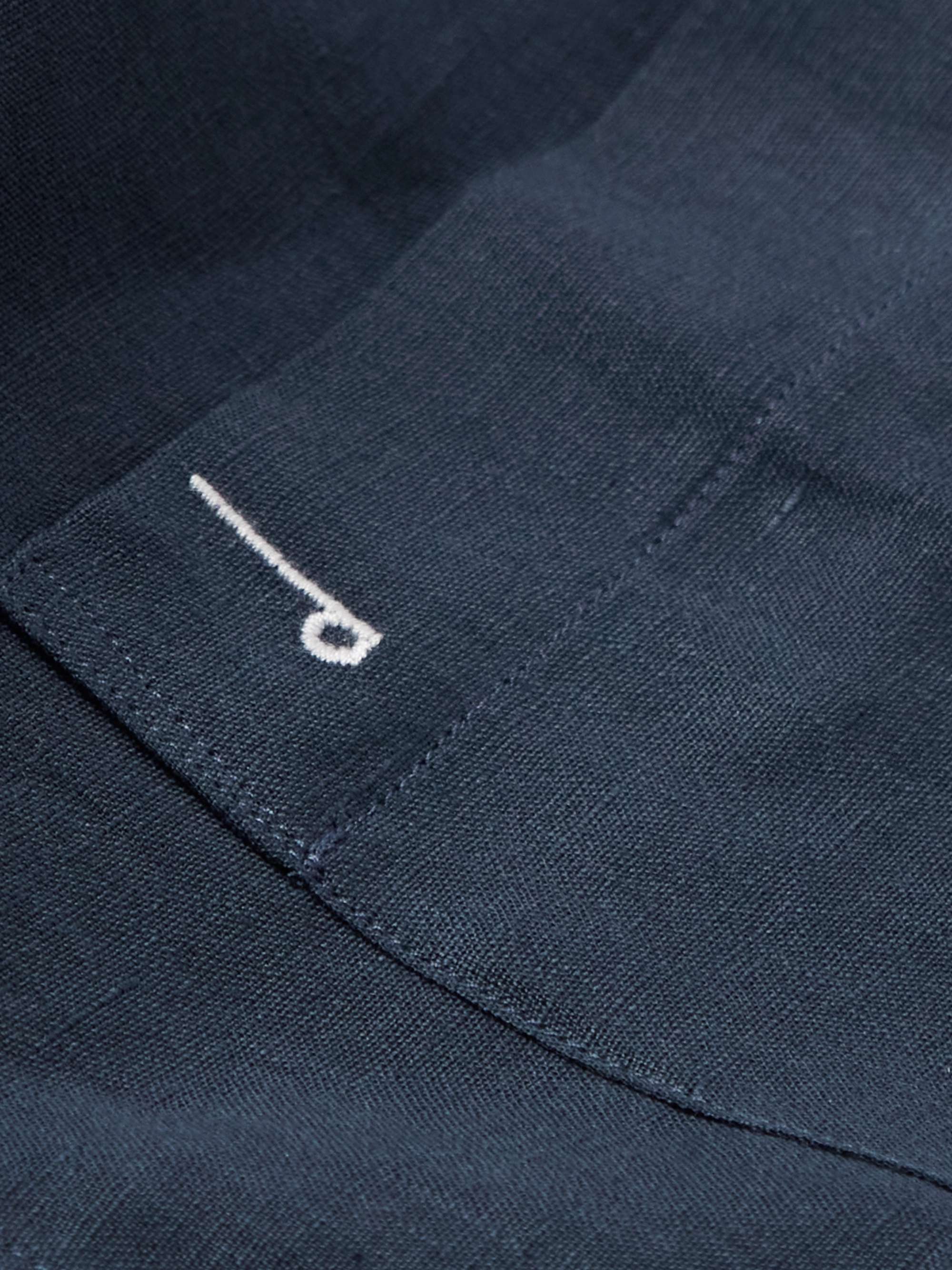 DUNHILL Logo-Embroidered Linen Shirt
