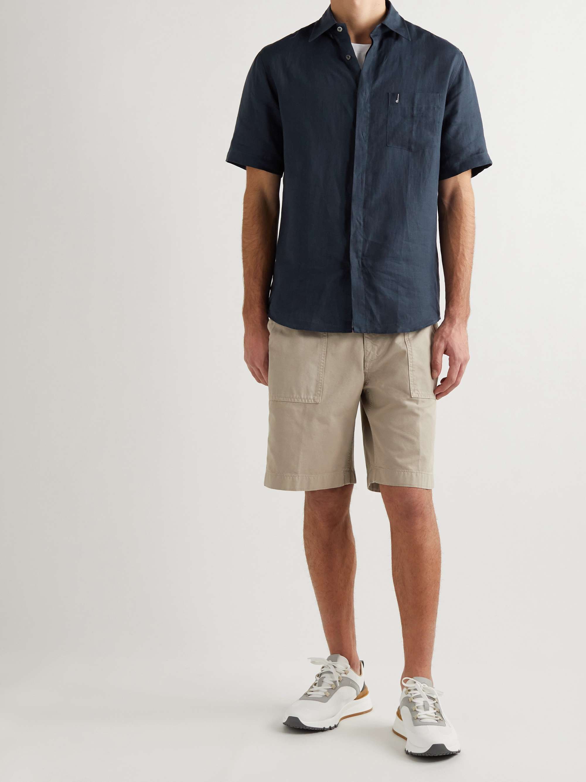 DUNHILL Logo-Embroidered Linen Shirt
