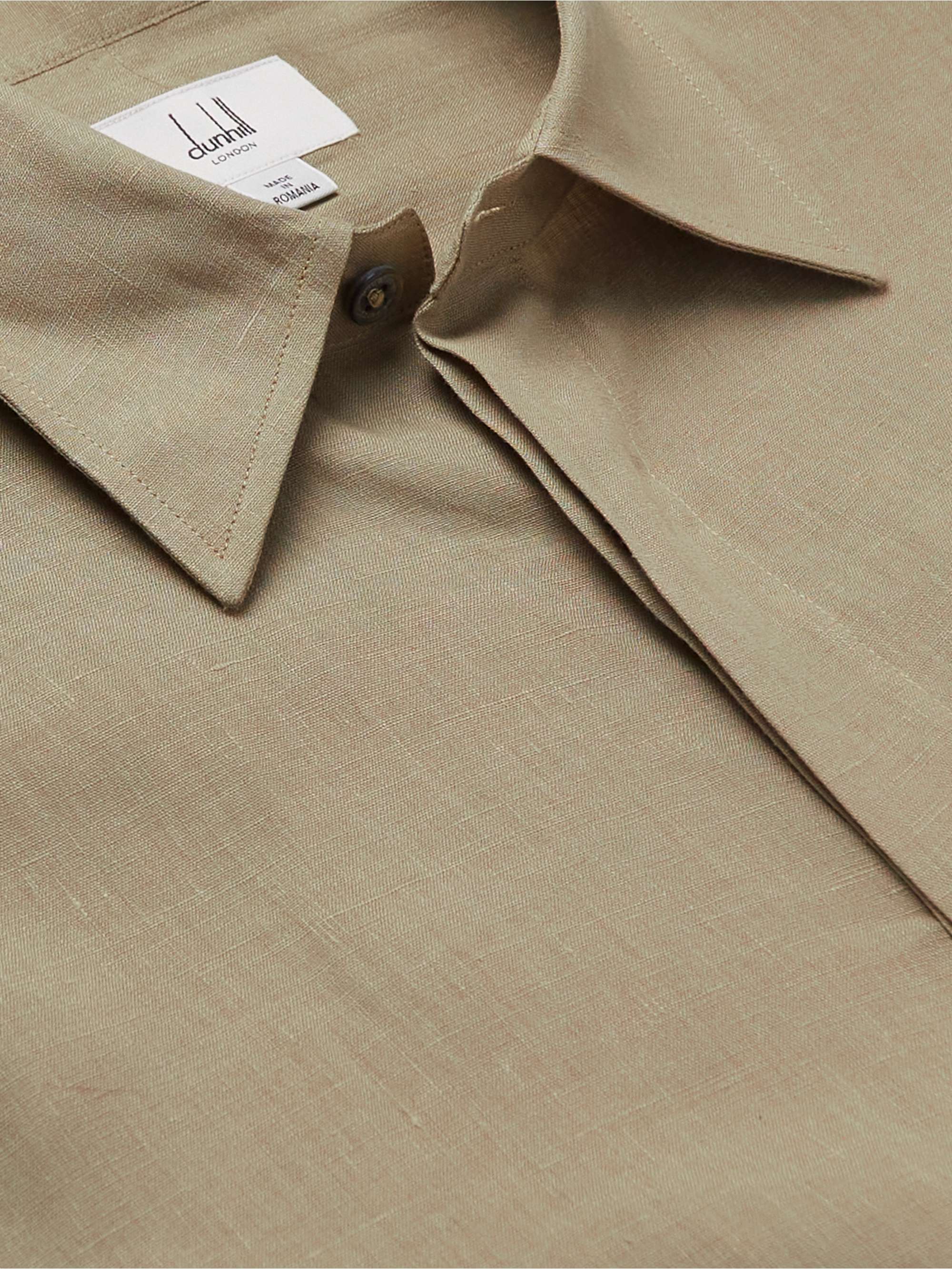 DUNHILL Logo-Embroidered Linen Shirt
