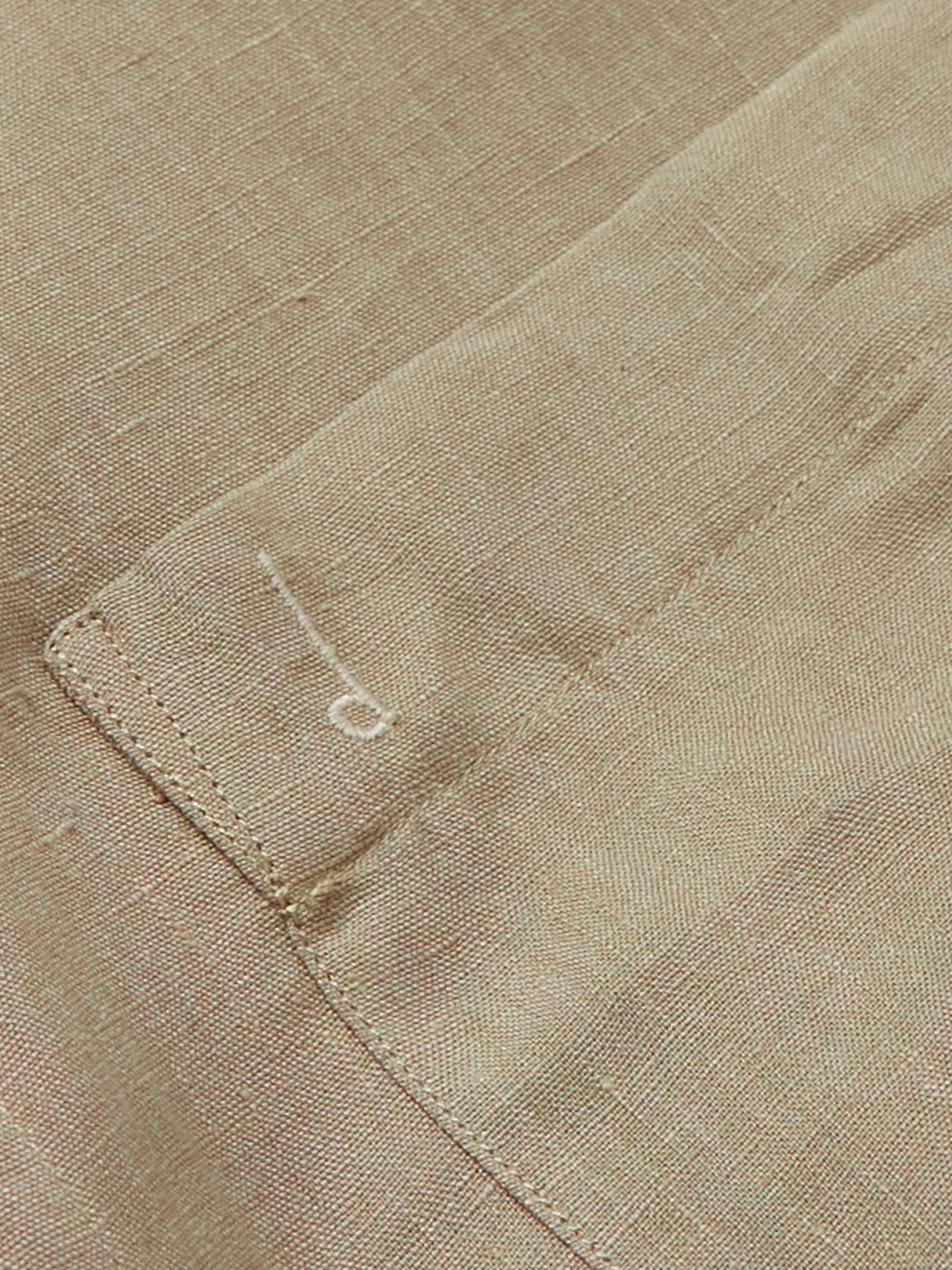 DUNHILL Logo-Embroidered Linen Shirt