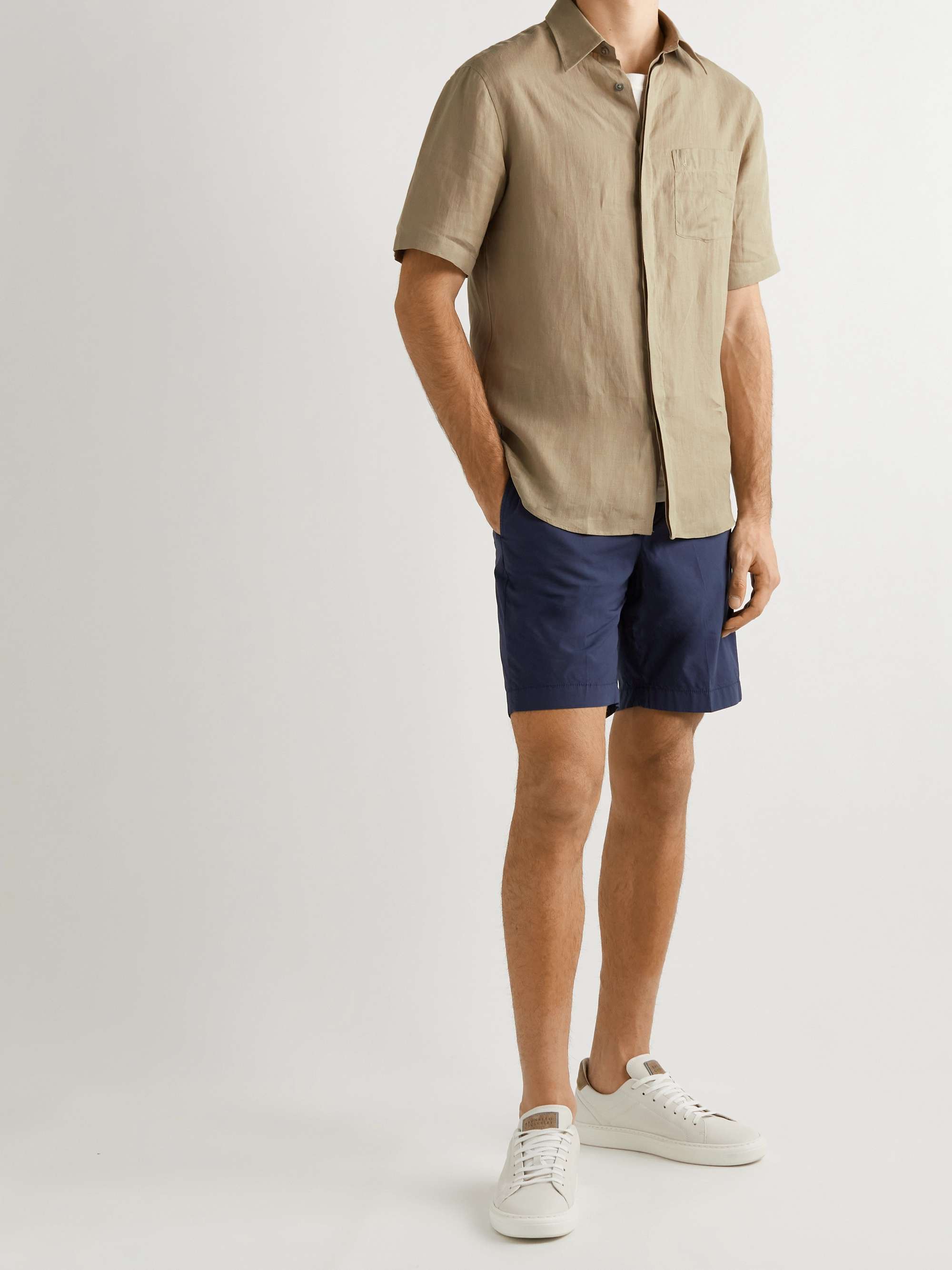 DUNHILL Logo-Embroidered Linen Shirt