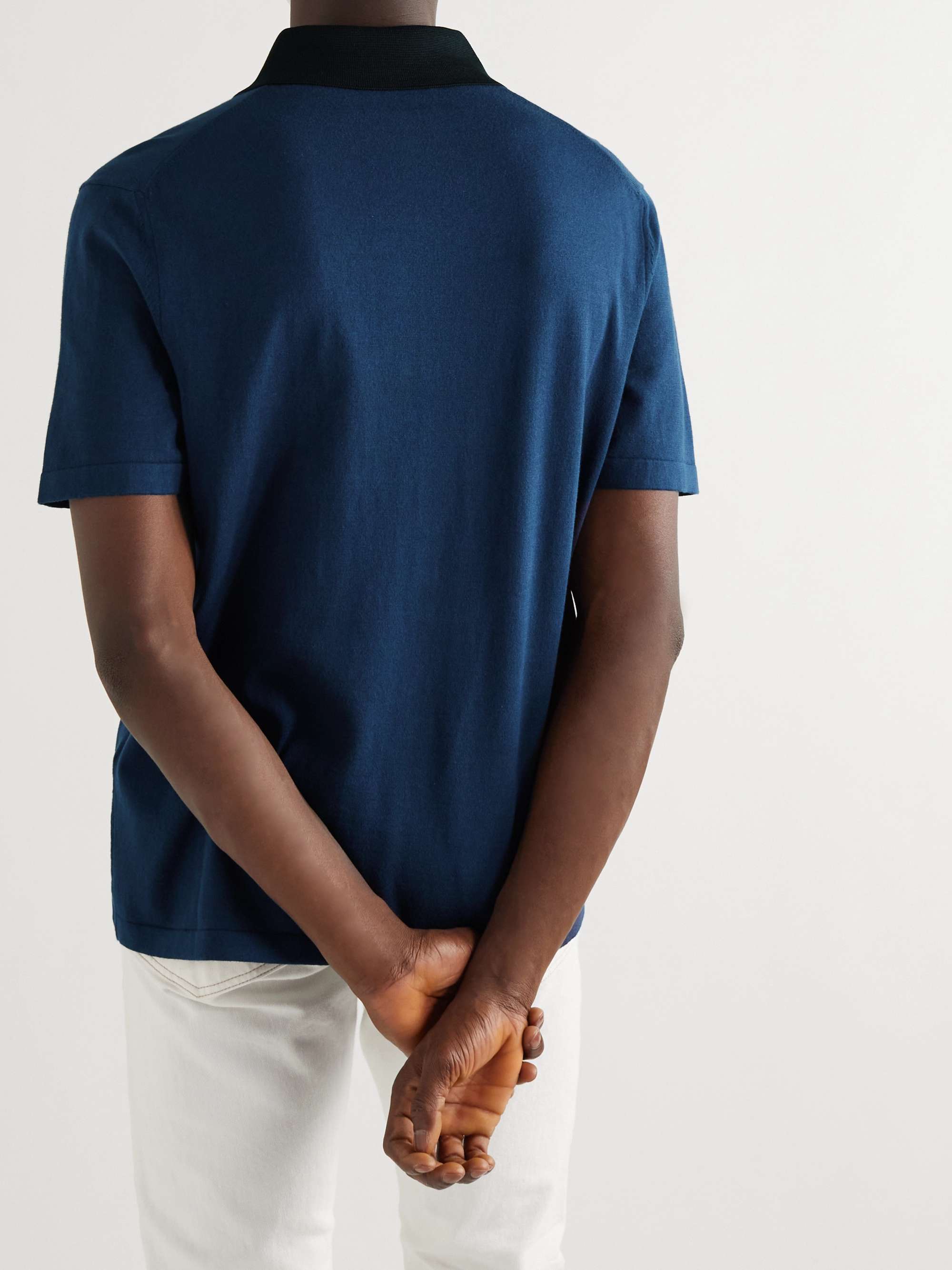 DUNHILL Cotton and Mulberry Silk-Blend Half-Zip Polo Shirt