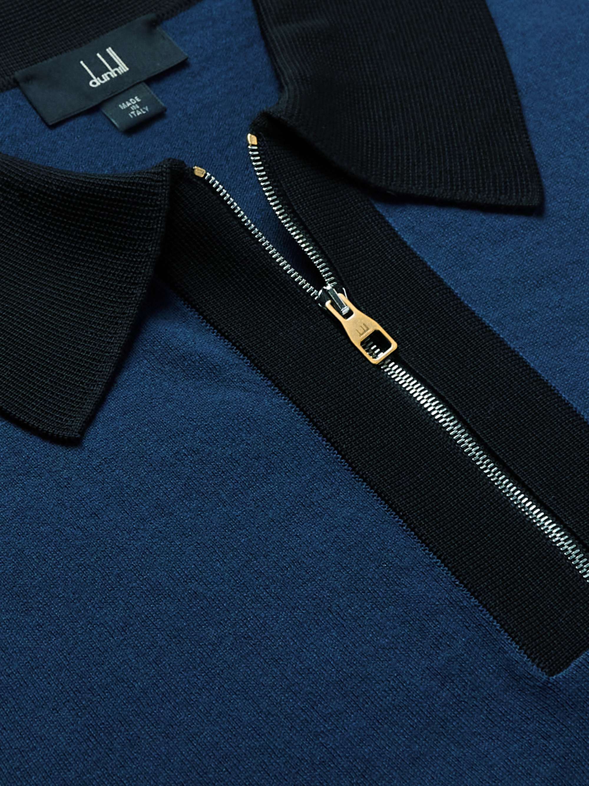 DUNHILL Cotton and Mulberry Silk-Blend Half-Zip Polo Shirt