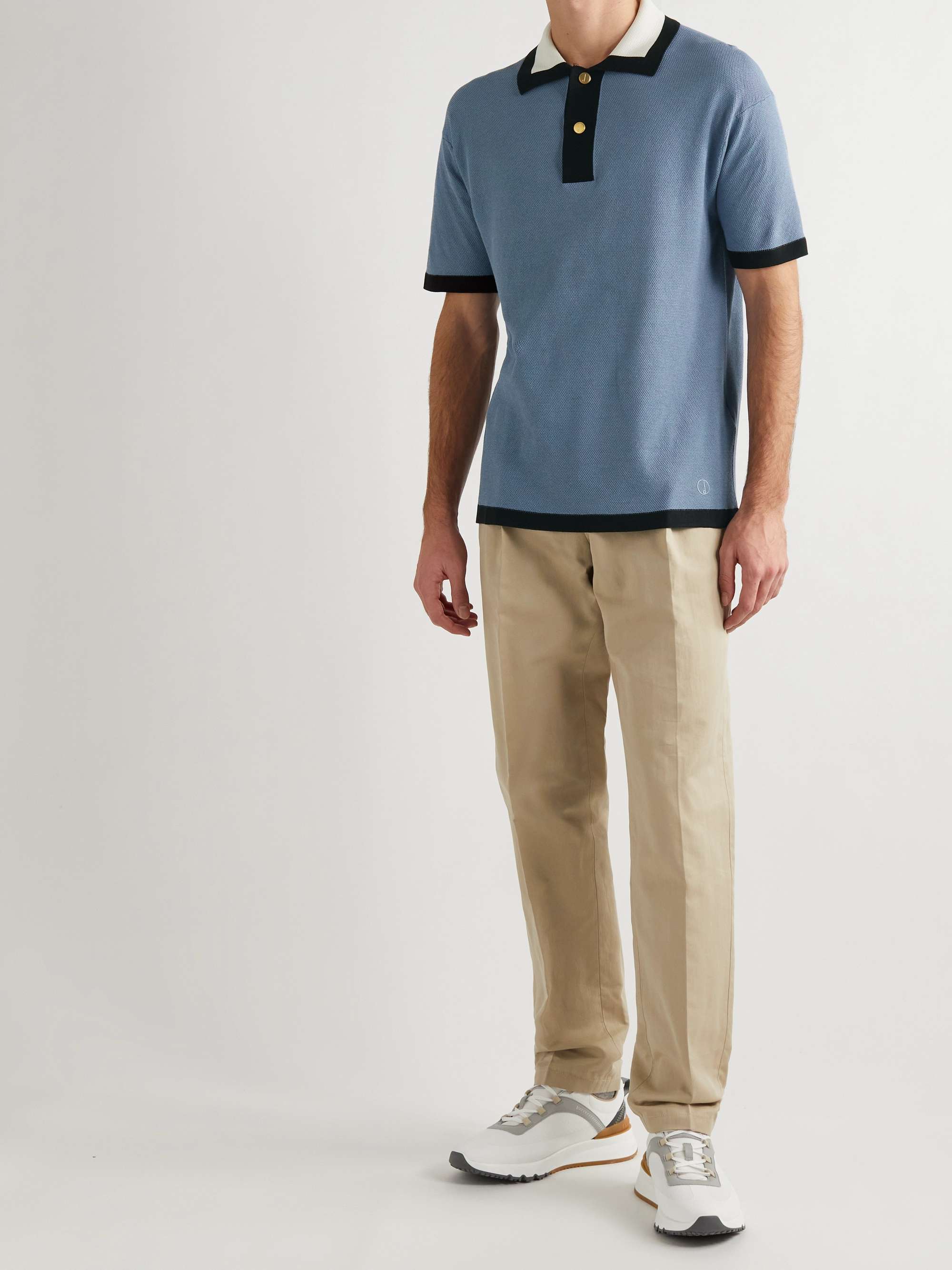 DUNHILL Colour-Block Recycled Mulberry Silk and Cotton-Blend Polo Shirt