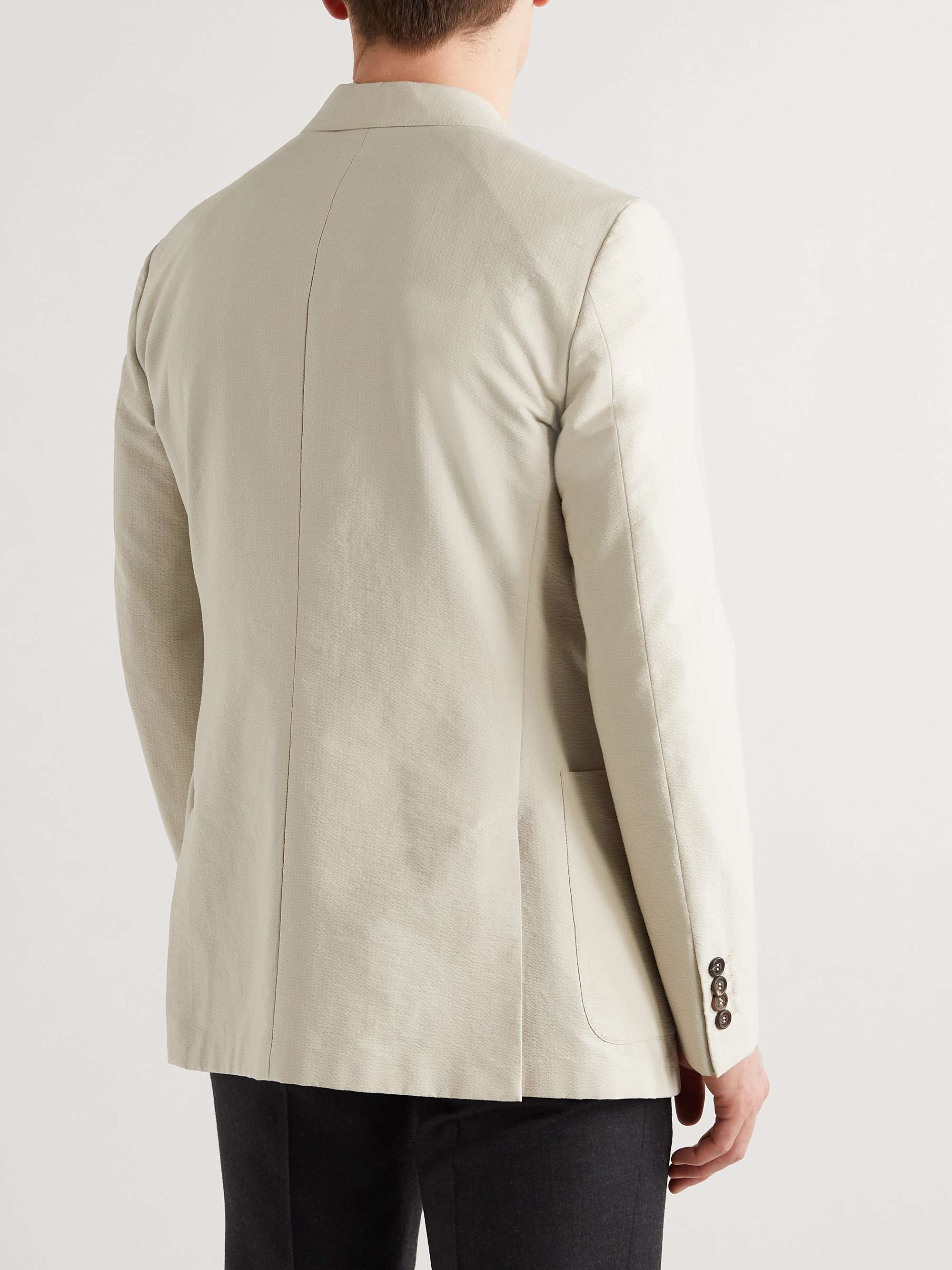 DUNHILL Mayfair Slim-Fit Cotton-Blend Seersucker Blazer
