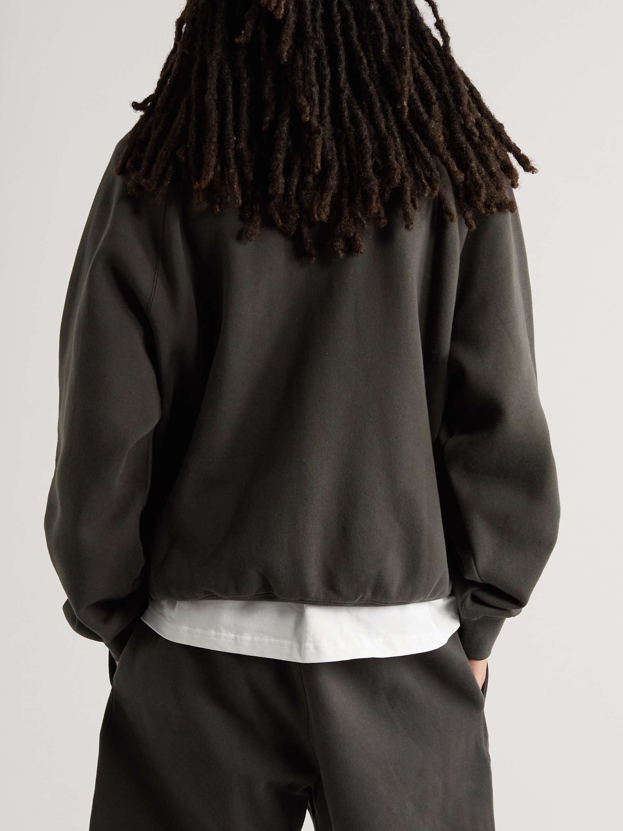 FEAR OF GOD ESSENTIALS Logo-Flocked Cotton-Blend Jersey Sweatshirt