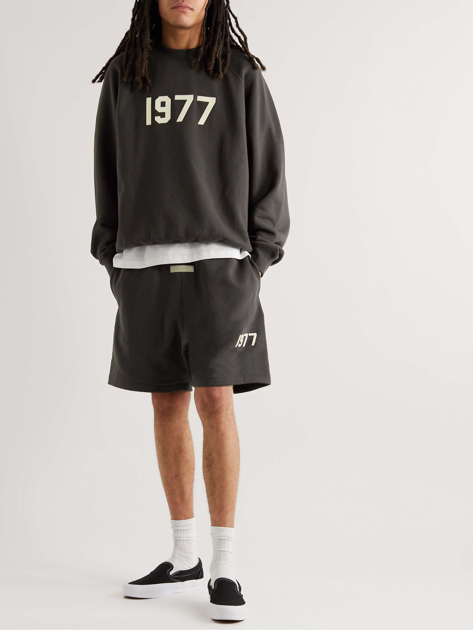 FEAR OF GOD ESSENTIALS Logo-Flocked Cotton-Blend Jersey Sweatshirt