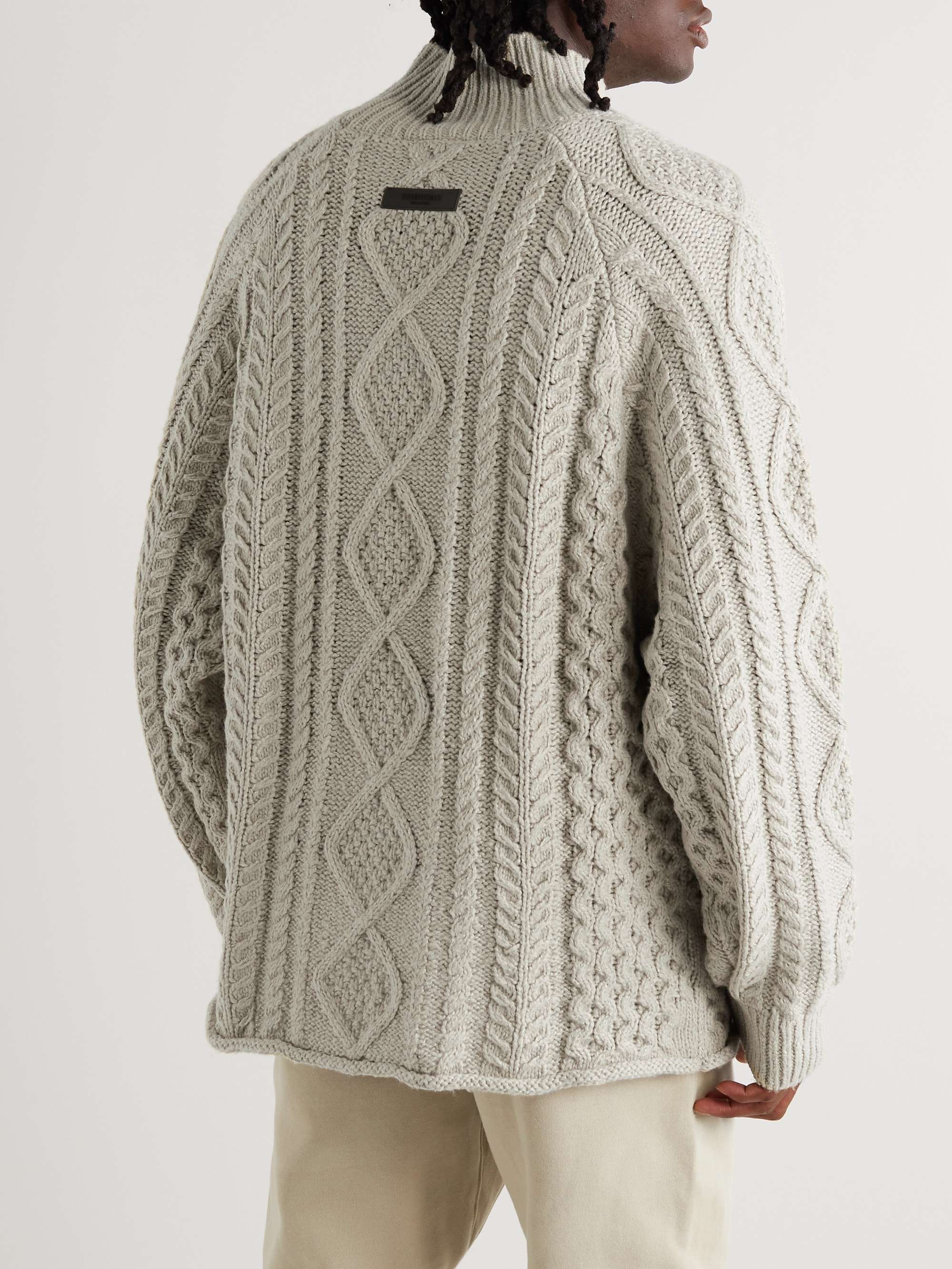 FEAR OF GOD ESSENTIALS Logo-Appliquéd Cable-Knit Cotton-Blend Rollneck Sweater