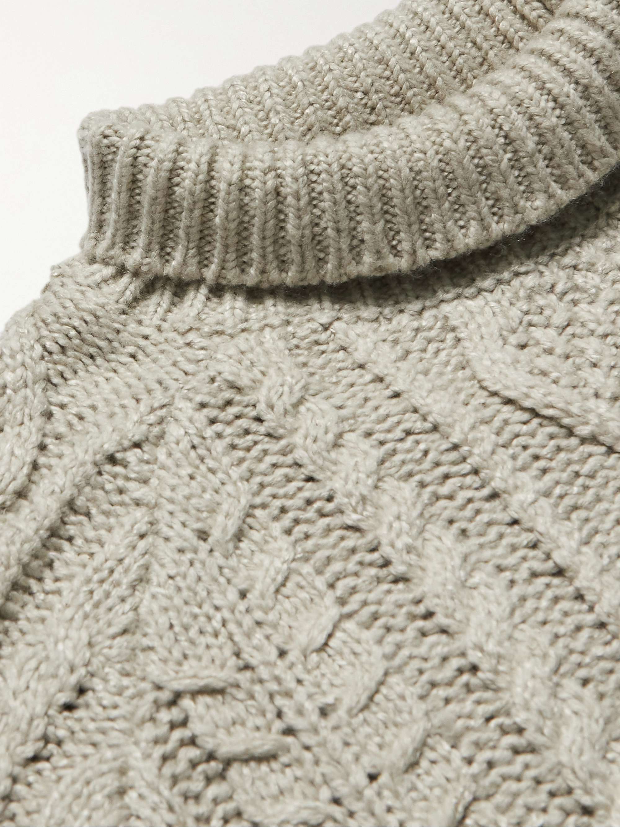 FEAR OF GOD ESSENTIALS Logo-Appliquéd Cable-Knit Cotton-Blend Rollneck Sweater