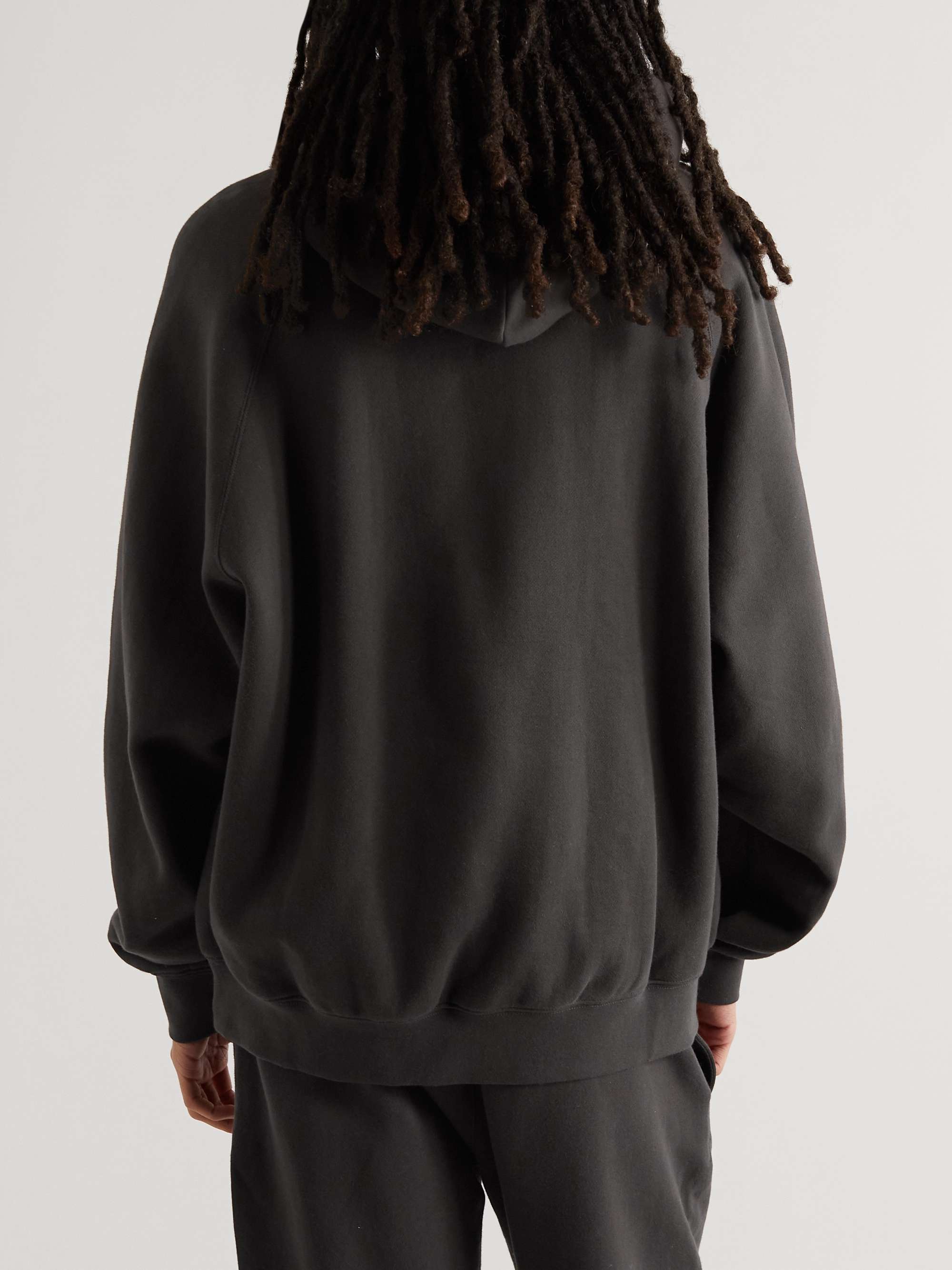 FEAR OF GOD ESSENTIALS Logo-Flocked Cotton-Blend Jersey Hoodie
