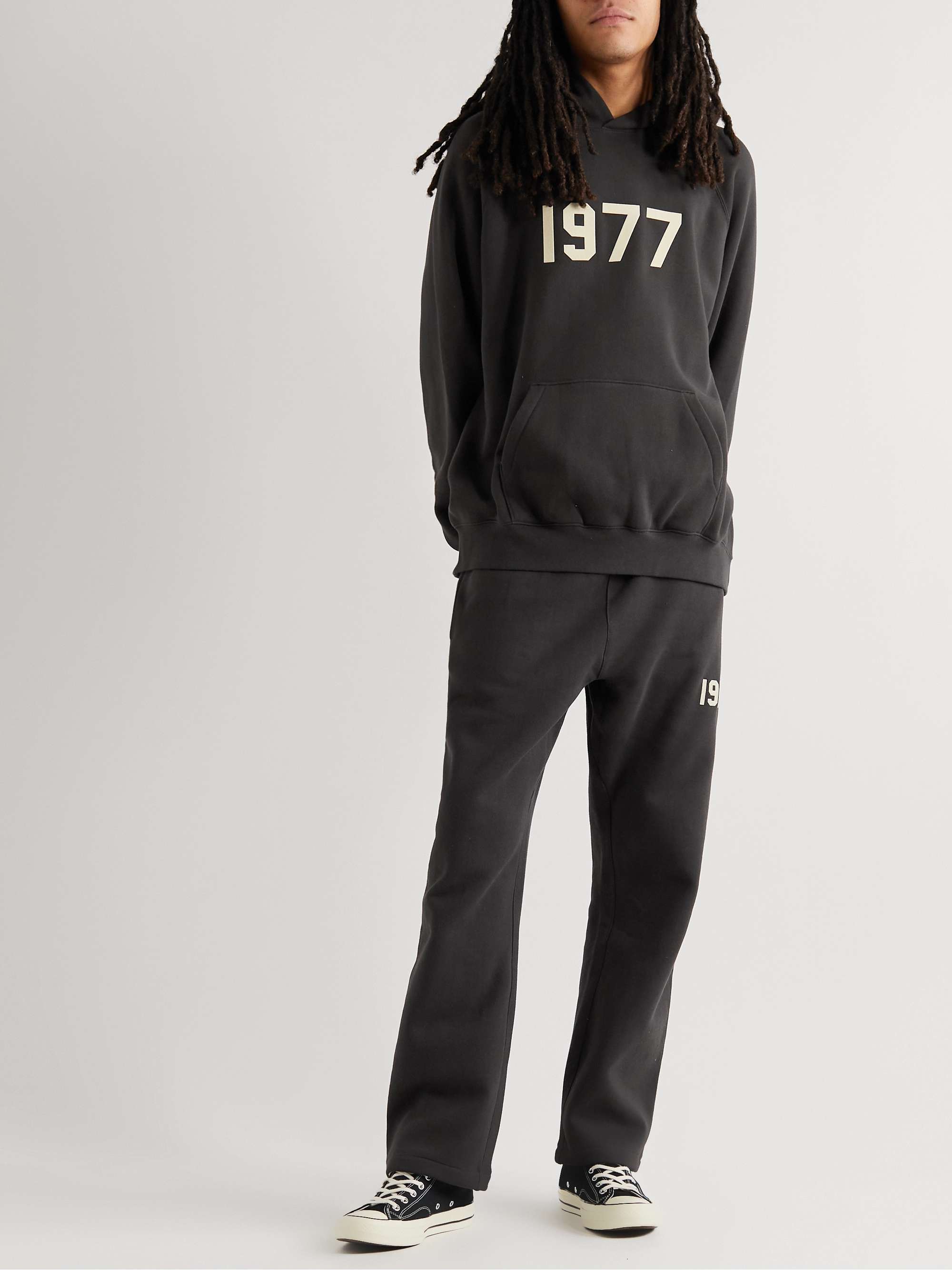 FEAR OF GOD ESSENTIALS Logo-Flocked Cotton-Blend Jersey Hoodie