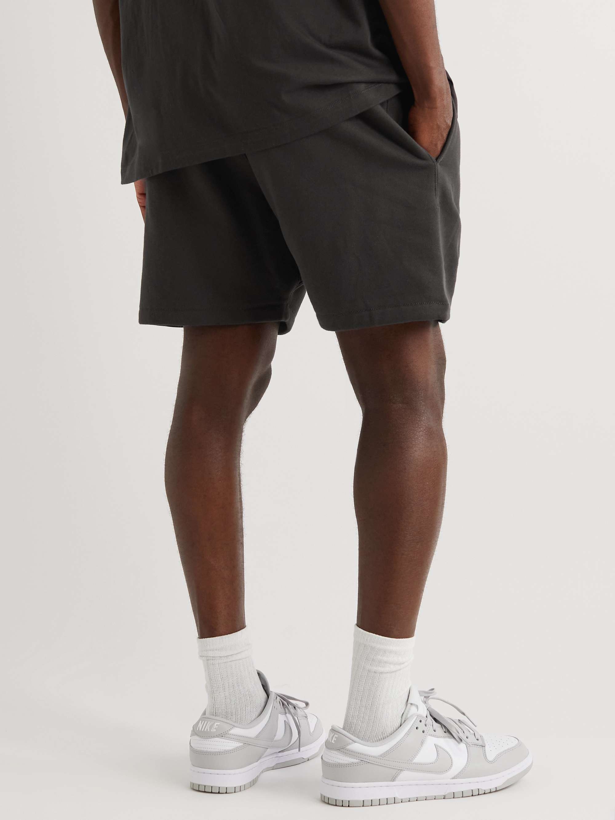 FEAR OF GOD ESSENTIALS Straight-Leg Logo-Flocked Cotton-Blend Jersey Drawstring Shorts