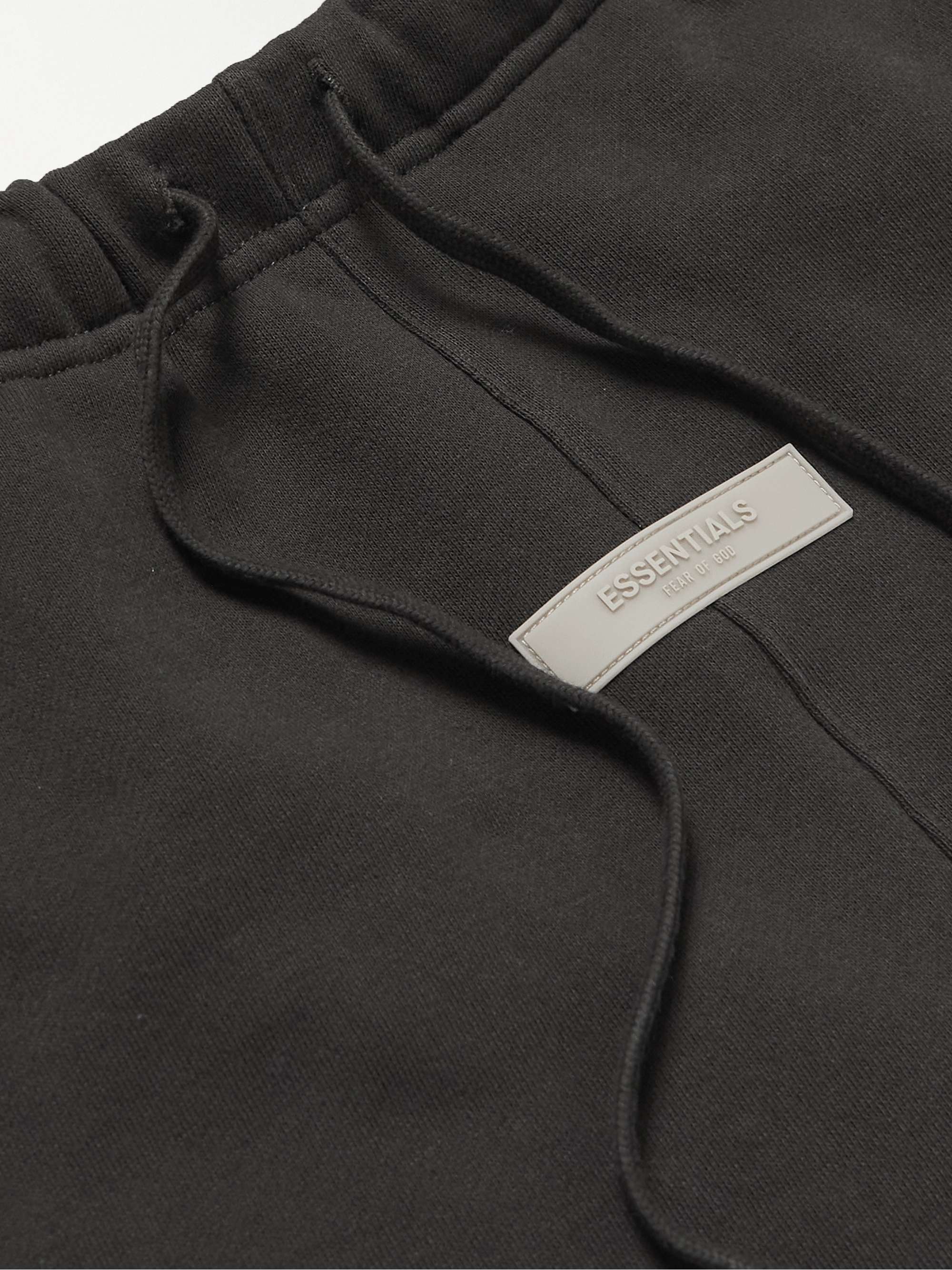 FEAR OF GOD ESSENTIALS Straight-Leg Logo-Flocked Cotton-Blend Jersey Drawstring Shorts