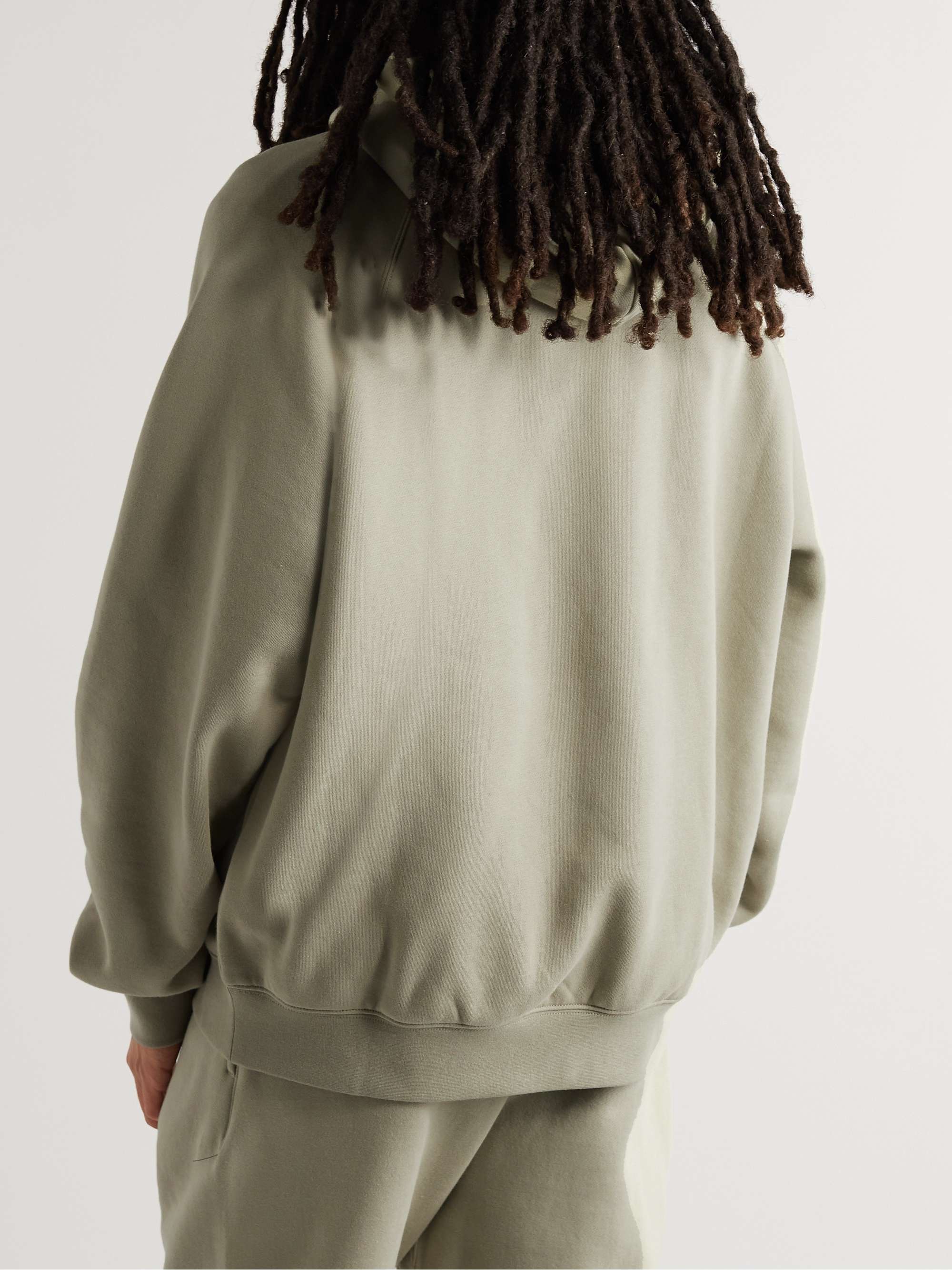 FEAR OF GOD ESSENTIALS Logo-Flocked Cotton-Blend Jersey Hoodie