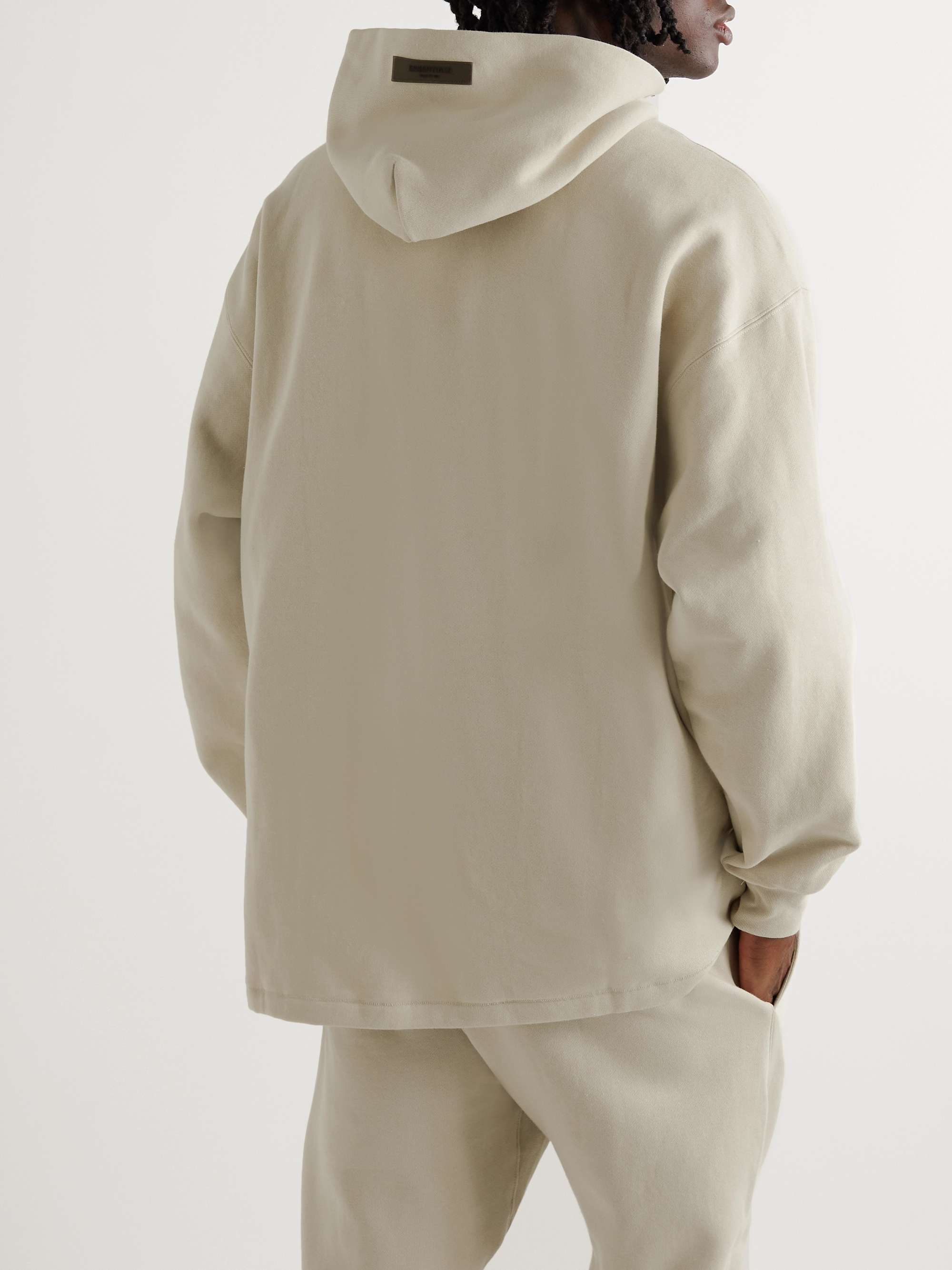 FEAR OF GOD ESSENTIALS Logo-Flocked Cotton-Blend Jersey Hoodie