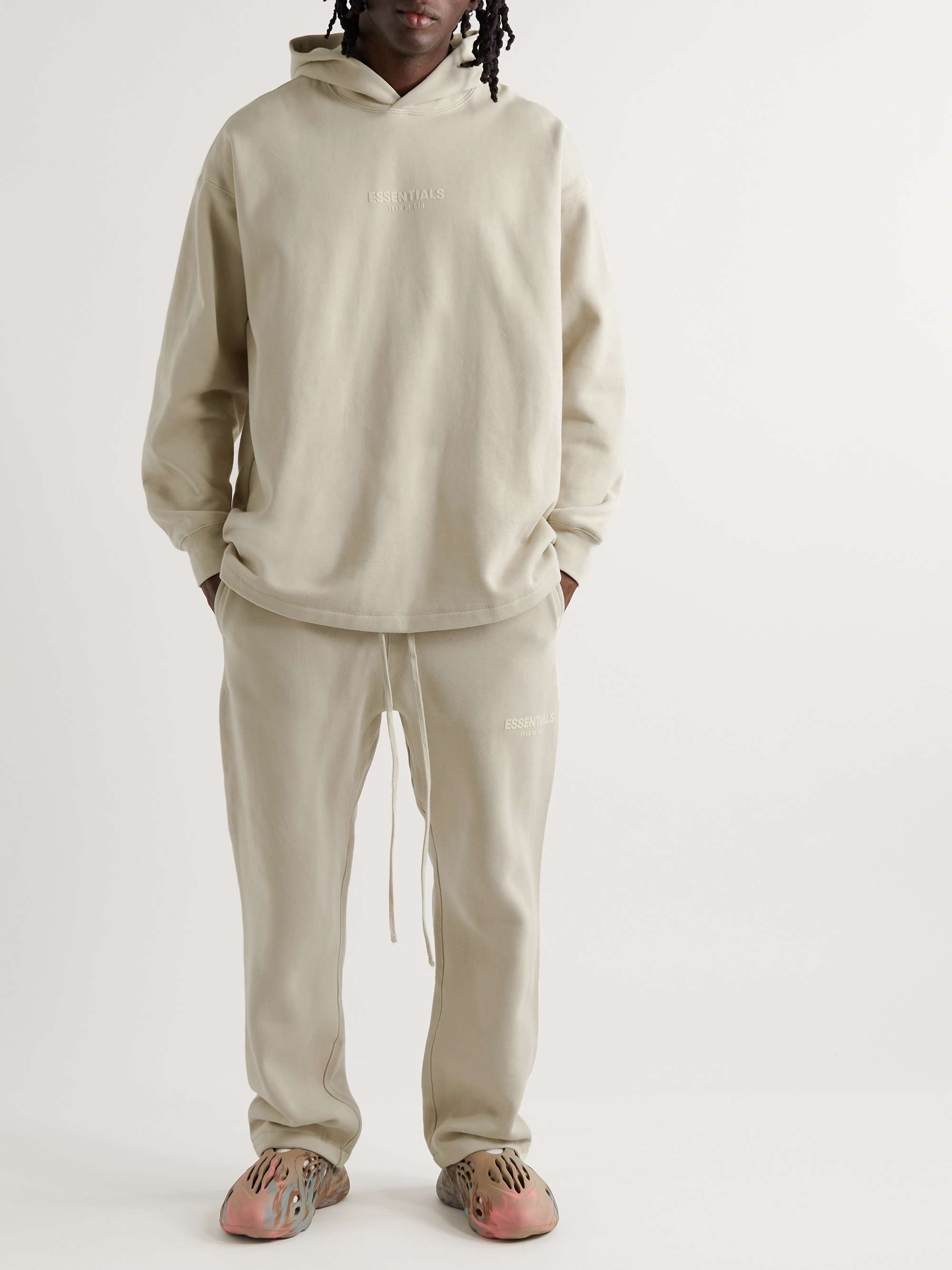 FEAR OF GOD ESSENTIALS Logo-Flocked Cotton-Blend Jersey Hoodie