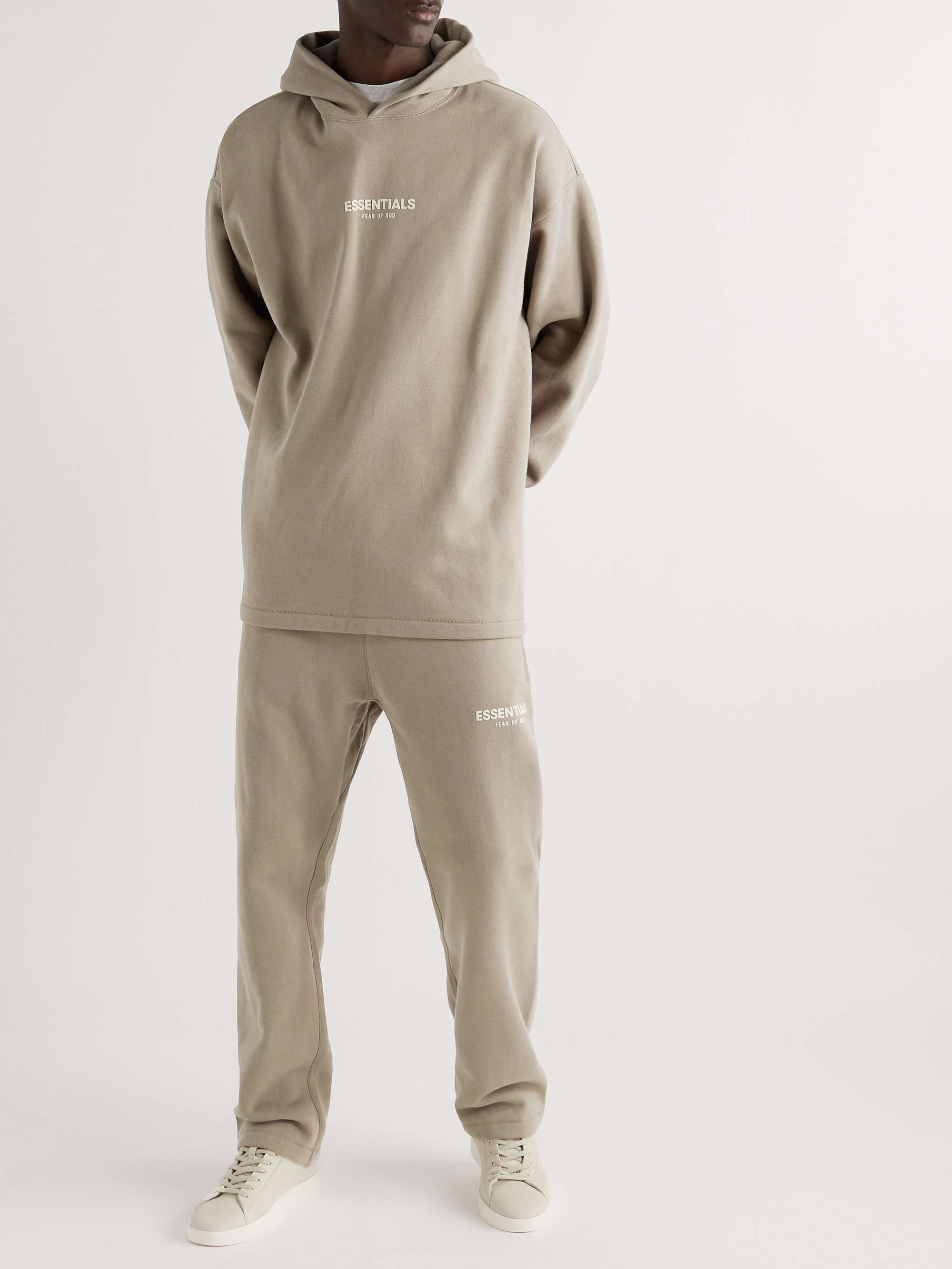 FEAR OF GOD ESSENTIALS Logo-Flocked Cotton-Blend Jersey Hoodie for Men | MR  PORTER