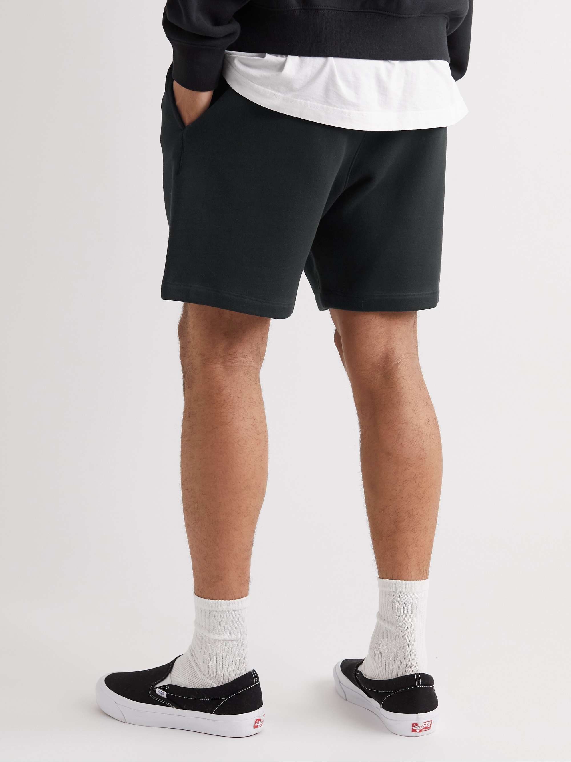 FEAR OF GOD ESSENTIALS Straight-Leg Logo-Flocked Cotton-Blend Jersey Drawstring Shorts