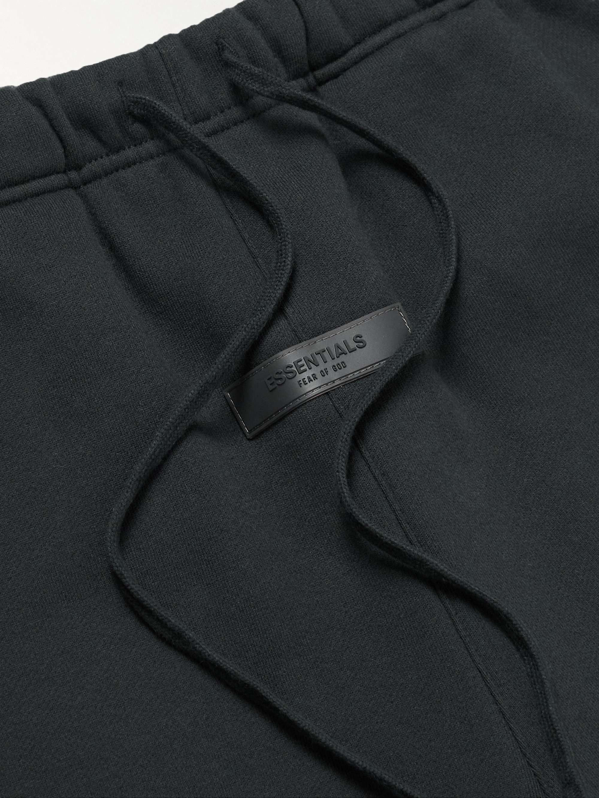 FEAR OF GOD ESSENTIALS Straight-Leg Logo-Flocked Cotton-Blend Jersey Drawstring Shorts