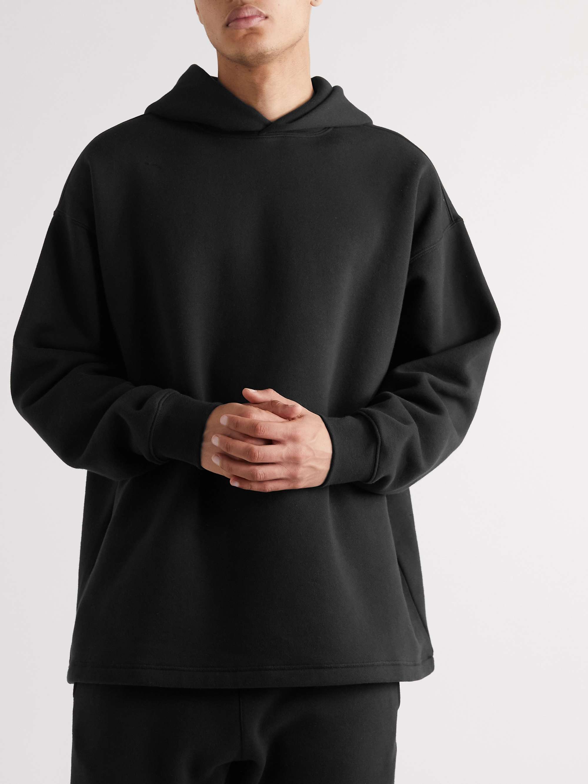 FEAR OF GOD ESSENTIALS Logo-Flocked Cotton-Blend Jersey Hoodie