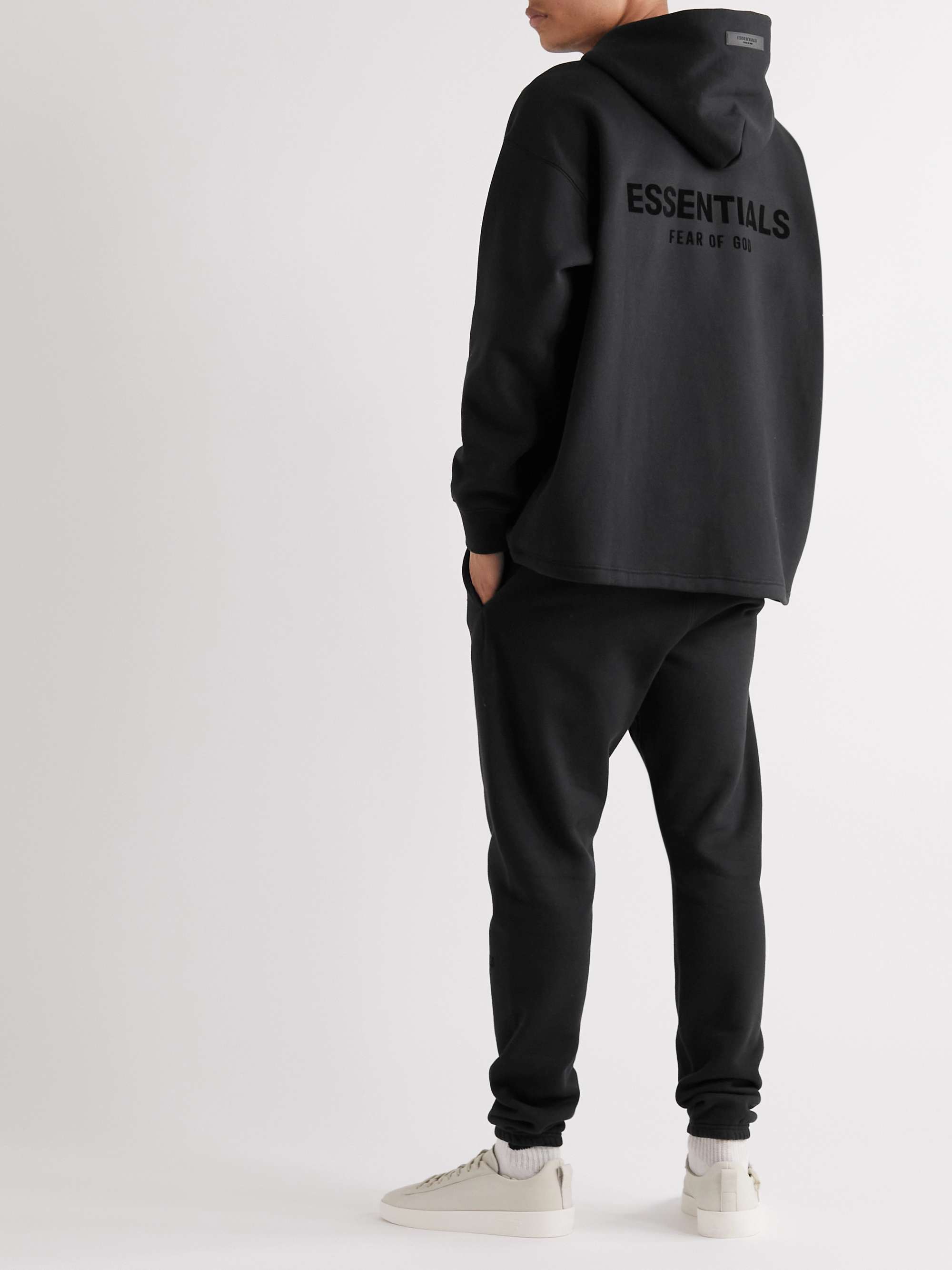 FEAR OF GOD ESSENTIALS Logo-Flocked Cotton-Blend Jersey Hoodie
