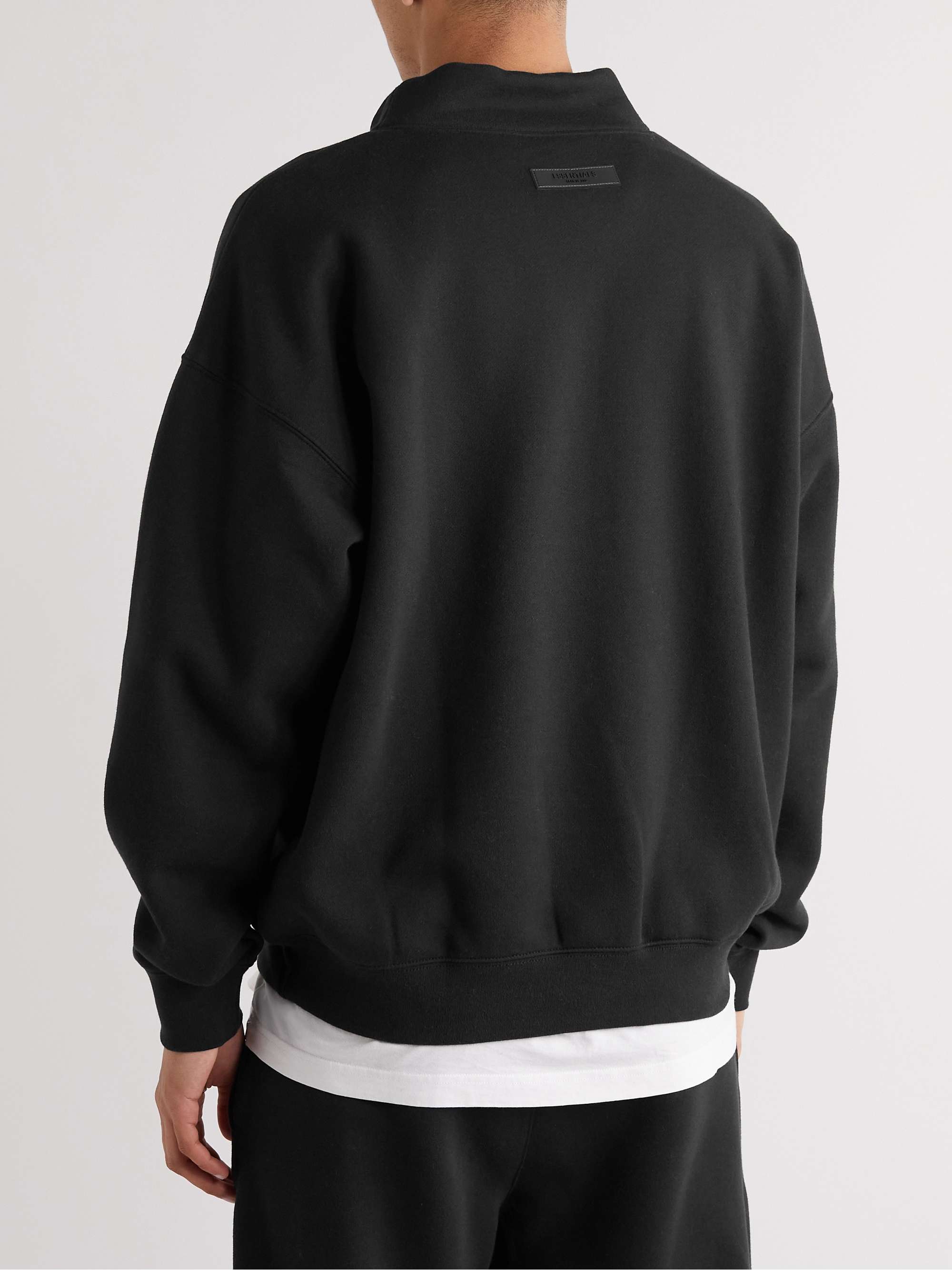 FEAR OF GOD ESSENTIALS Logo-Flocked Cotton-Blend Jersey Mock-Neck Sweatshirt