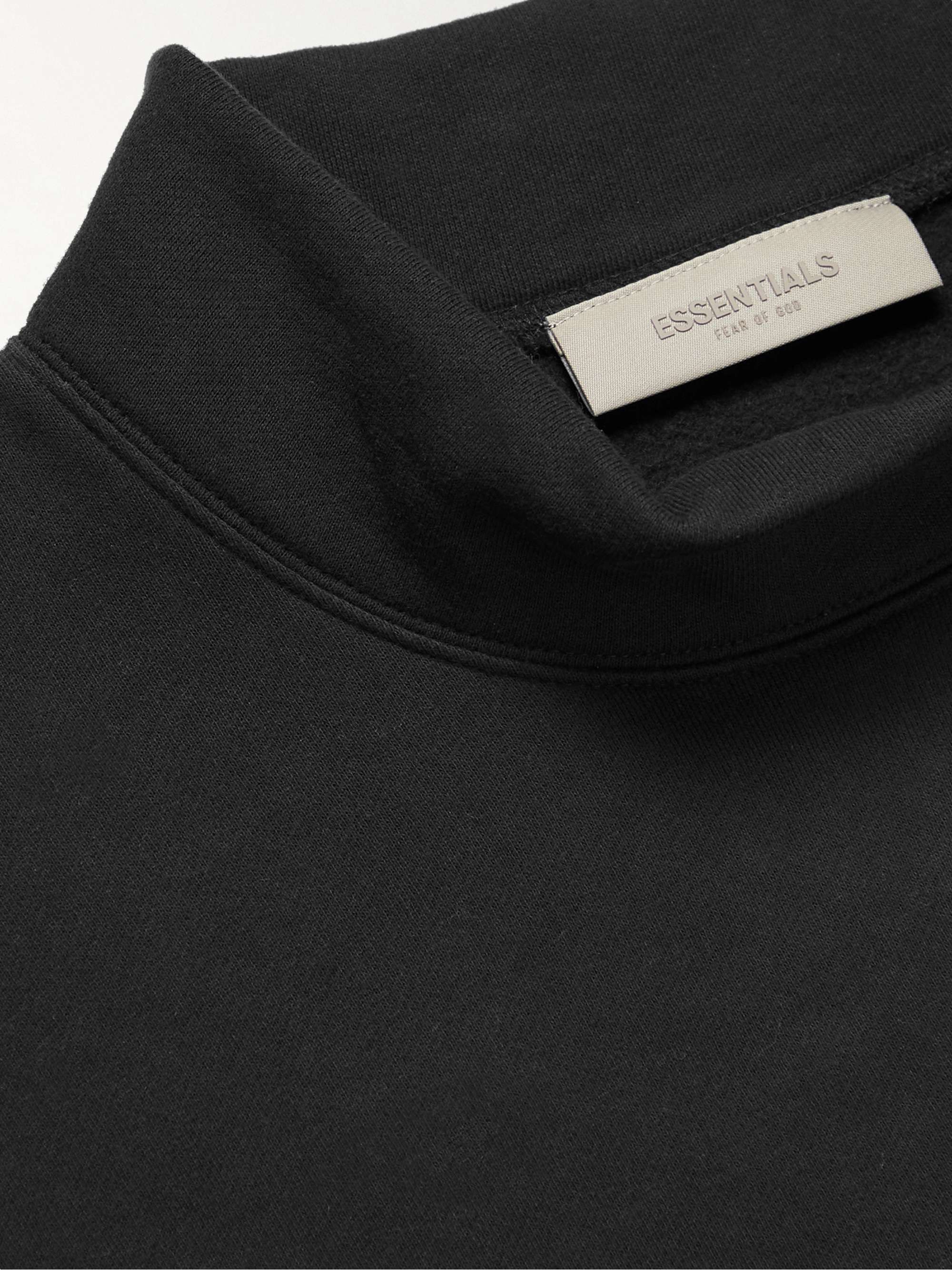 FEAR OF GOD ESSENTIALS Logo-Flocked Cotton-Blend Jersey Mock-Neck Sweatshirt