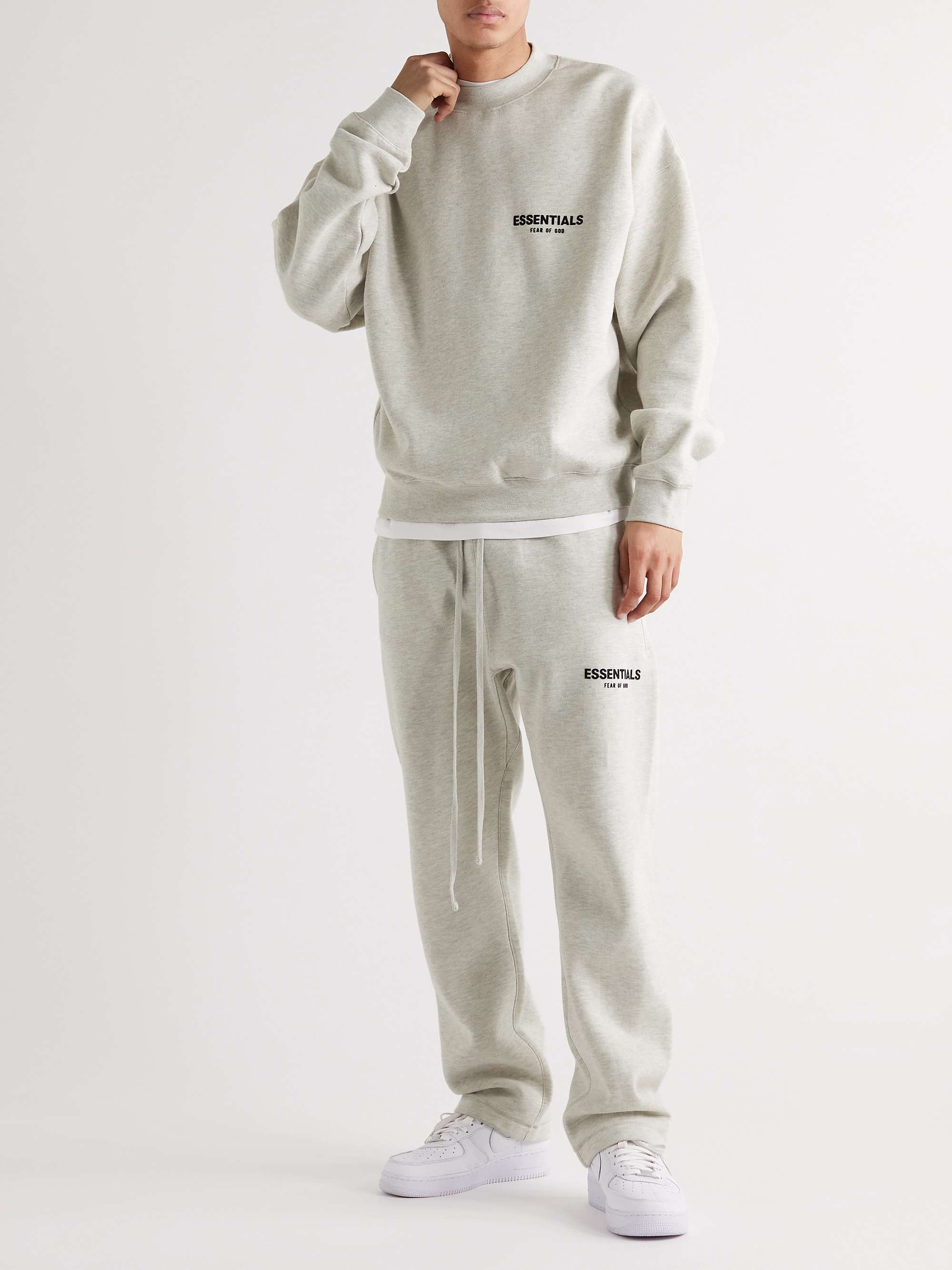 FEAR OF GOD ESSENTIALS Logo-Flocked Cotton-Blend Jersey Sweatshirt