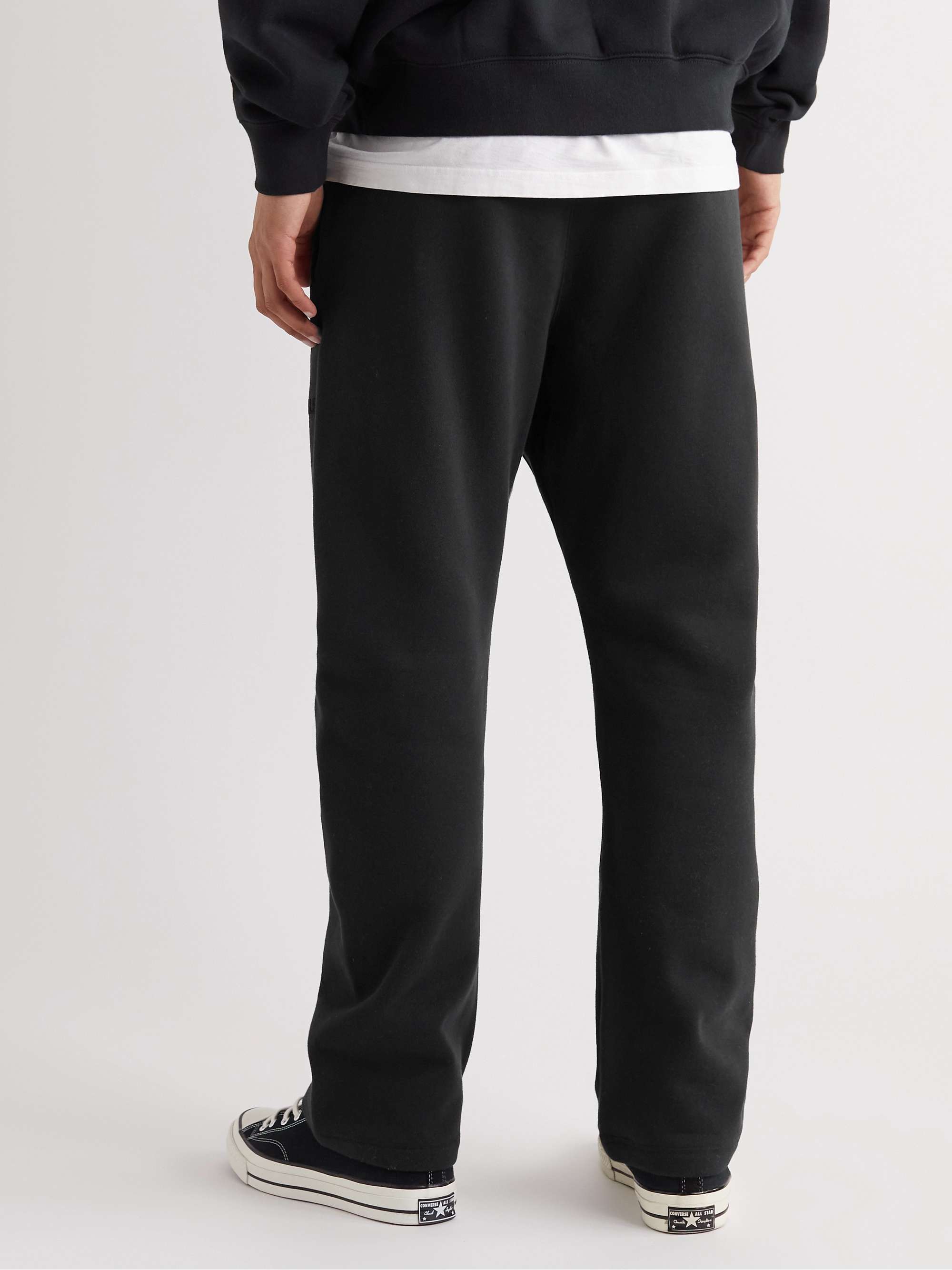 FEAR OF GOD ESSENTIALS Straight-Leg Logo-Flocked Cotton-Blend Jersey Sweatpants