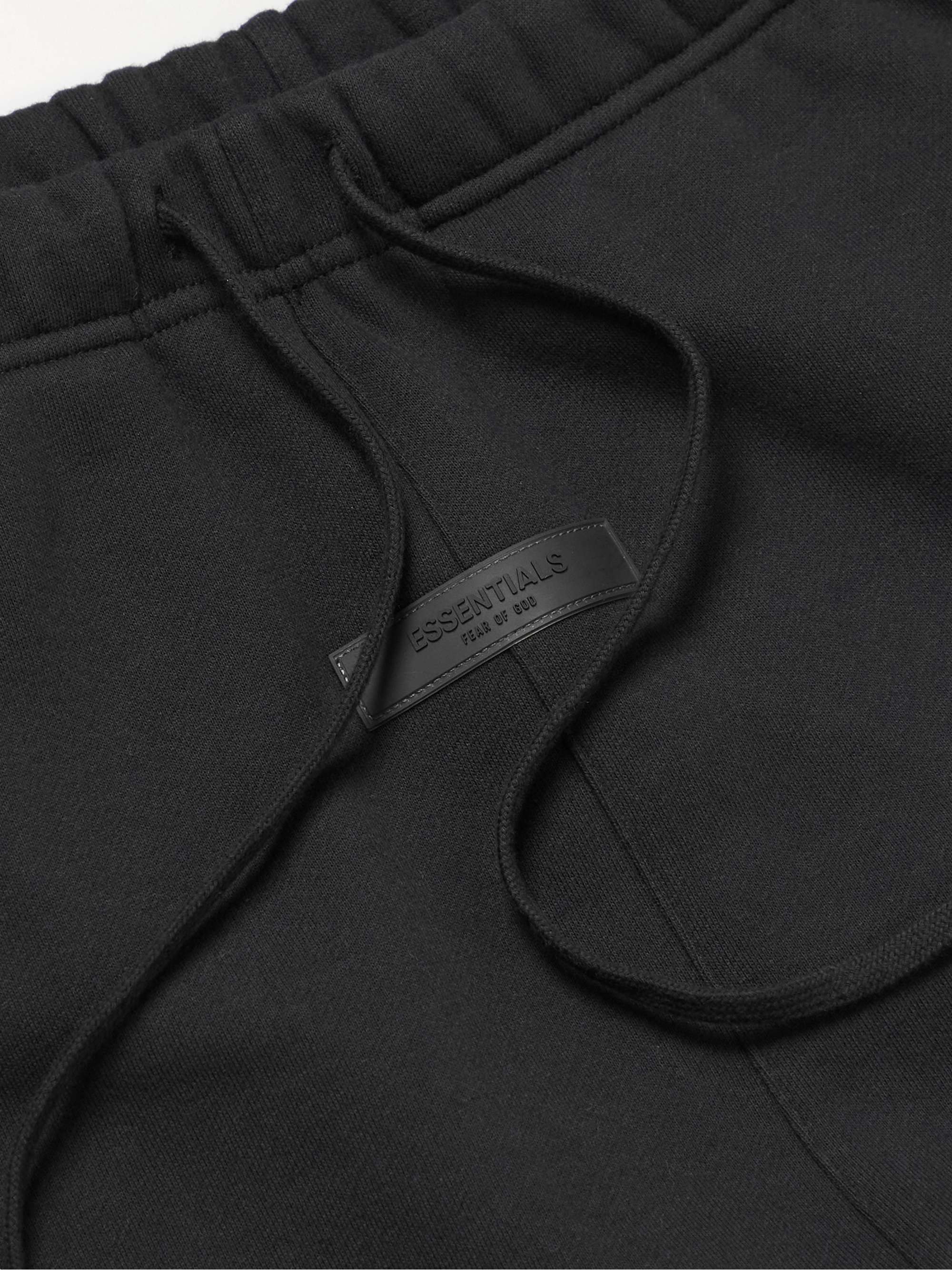 FEAR OF GOD ESSENTIALS Straight-Leg Logo-Flocked Cotton-Blend Jersey Sweatpants