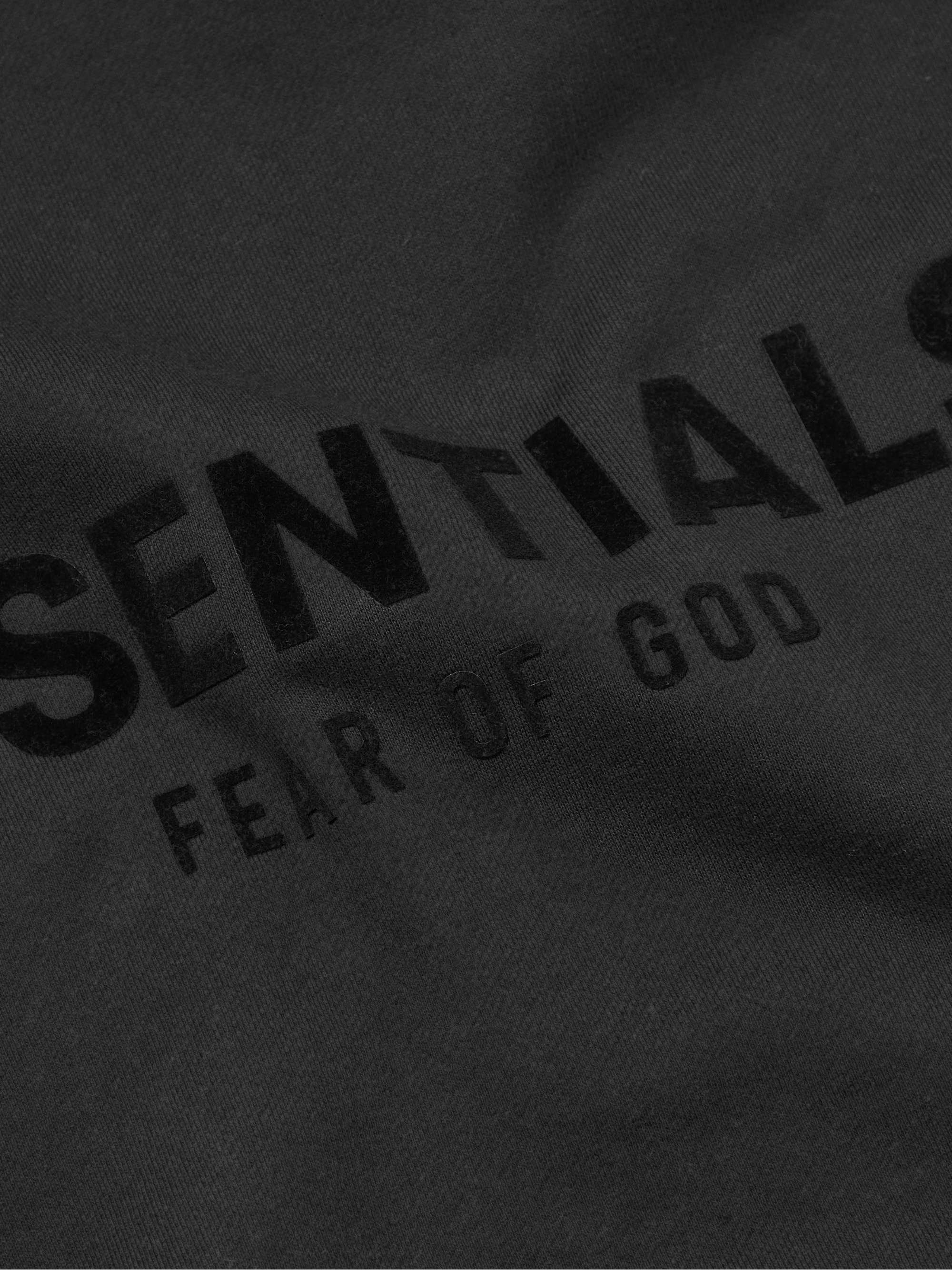 FEAR OF GOD ESSENTIALS Logo-Flocked Cotton-Blend Jersey Hoodie