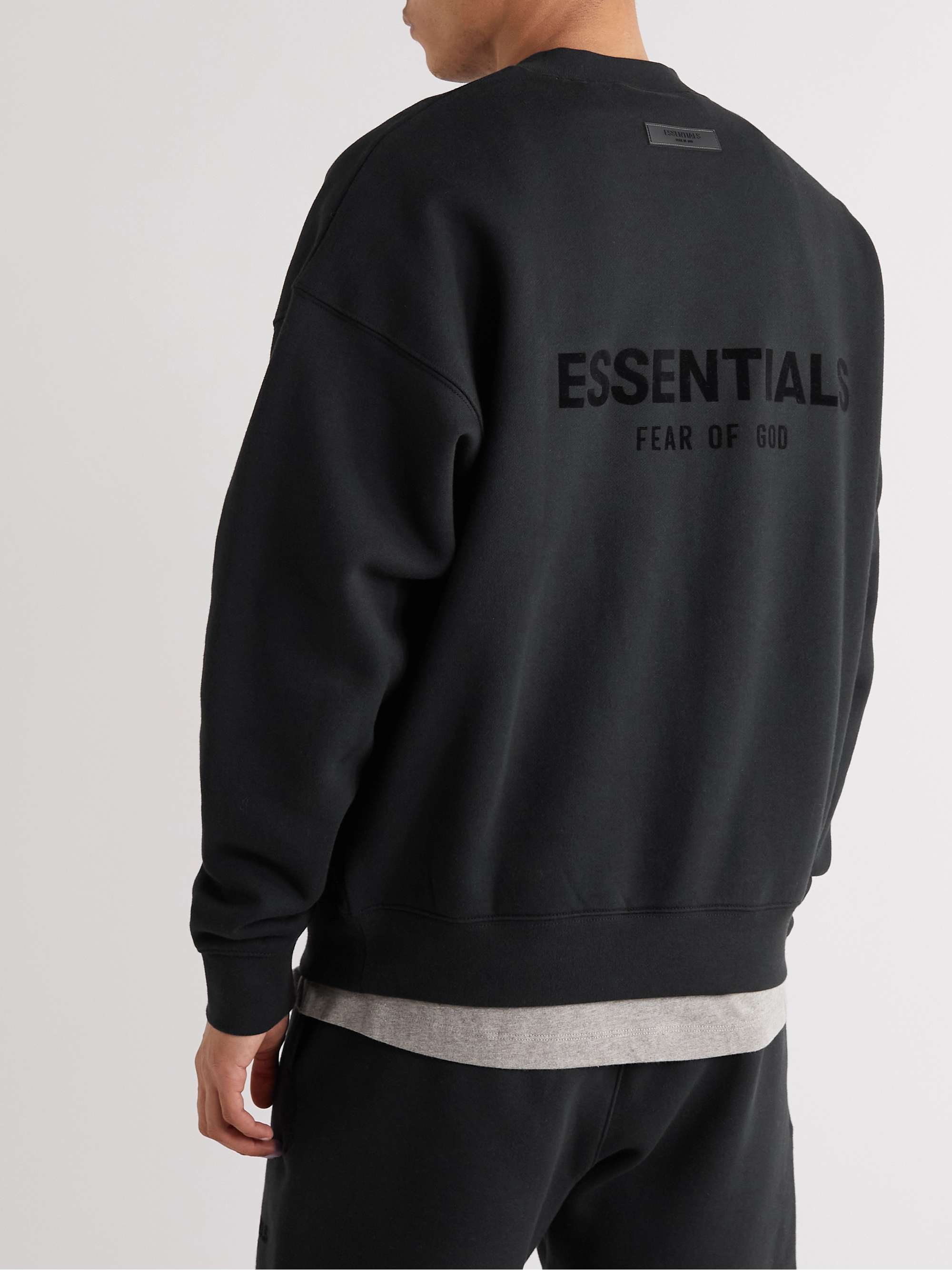 FEAR OF GOD ESSENTIALS Logo-Flocked Cotton-Blend Jersey Sweatshirt