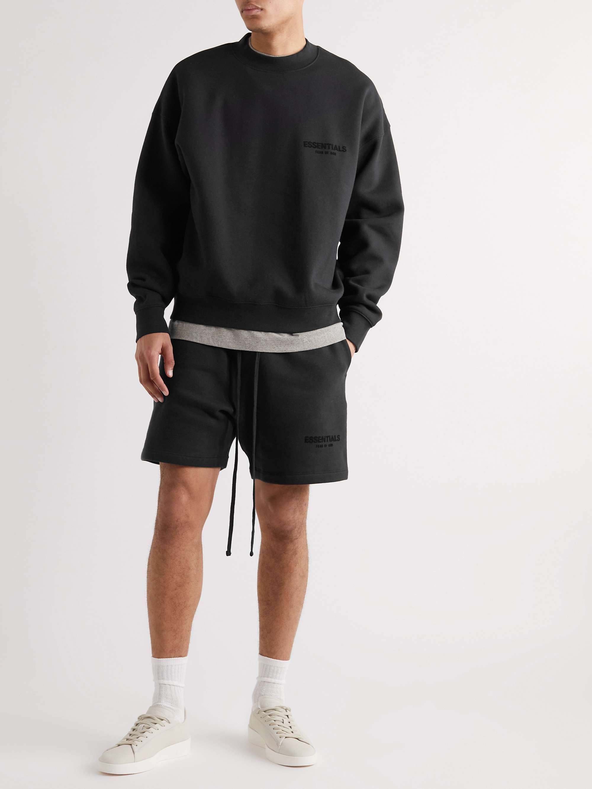 FEAR OF GOD ESSENTIALS Logo-Flocked Cotton-Blend Jersey Sweatshirt