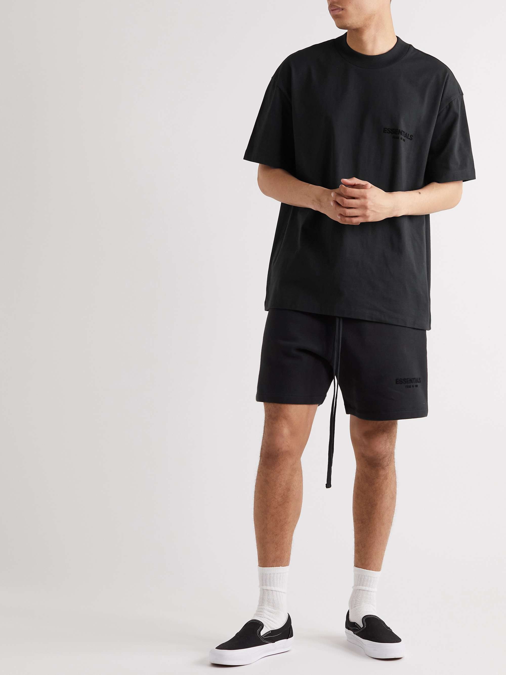 FEAR OF GOD ESSENTIALS Logo-Flocked Cotton-Jersey T-Shirt | MR PORTER