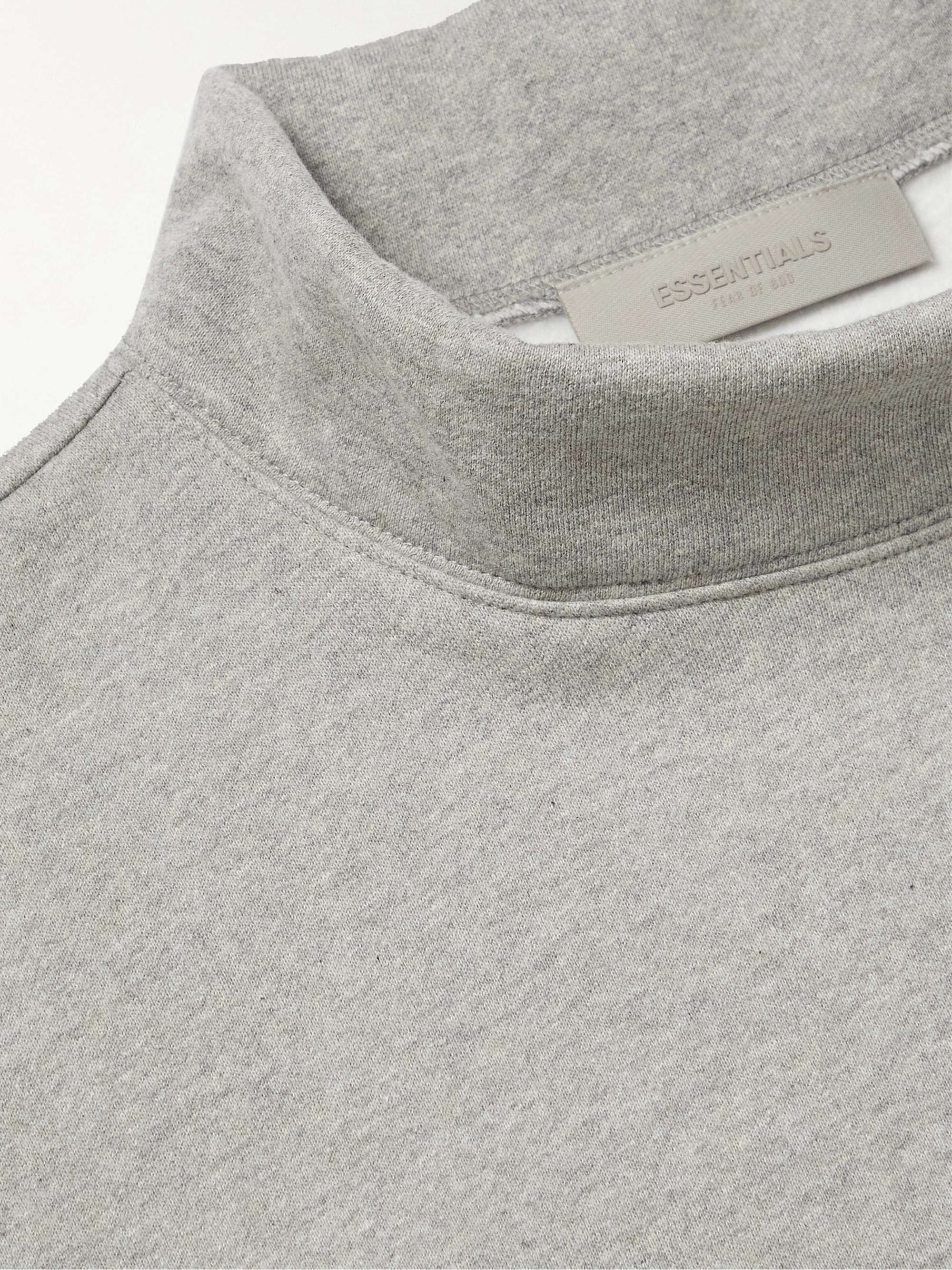 FEAR OF GOD ESSENTIALS Logo-Flocked Cotton-Blend Jersey Mock-Neck Sweatshirt
