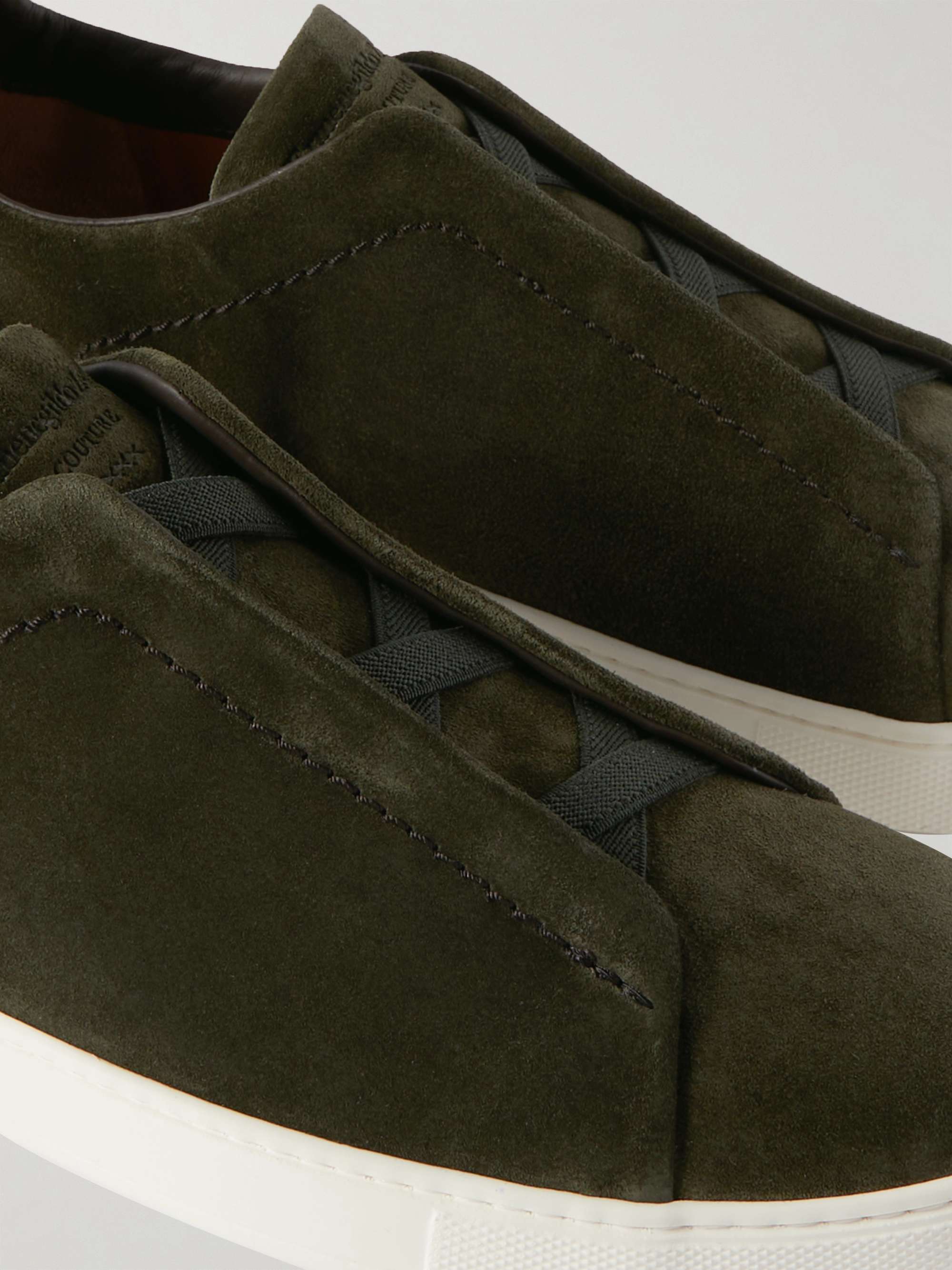 ZEGNA Triple Stitch Suede Sneakers