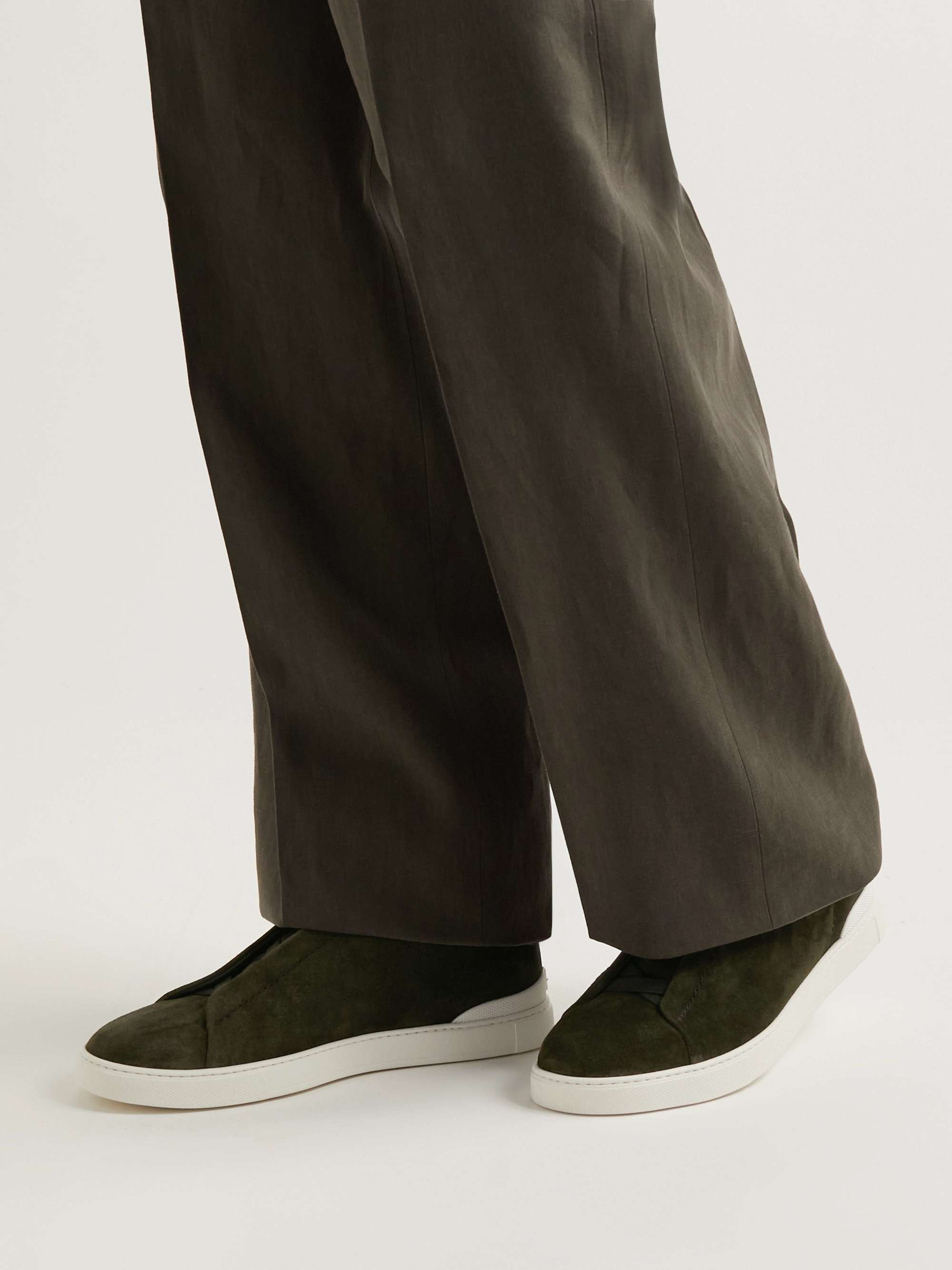 ZEGNA Triple Stitch Suede Sneakers