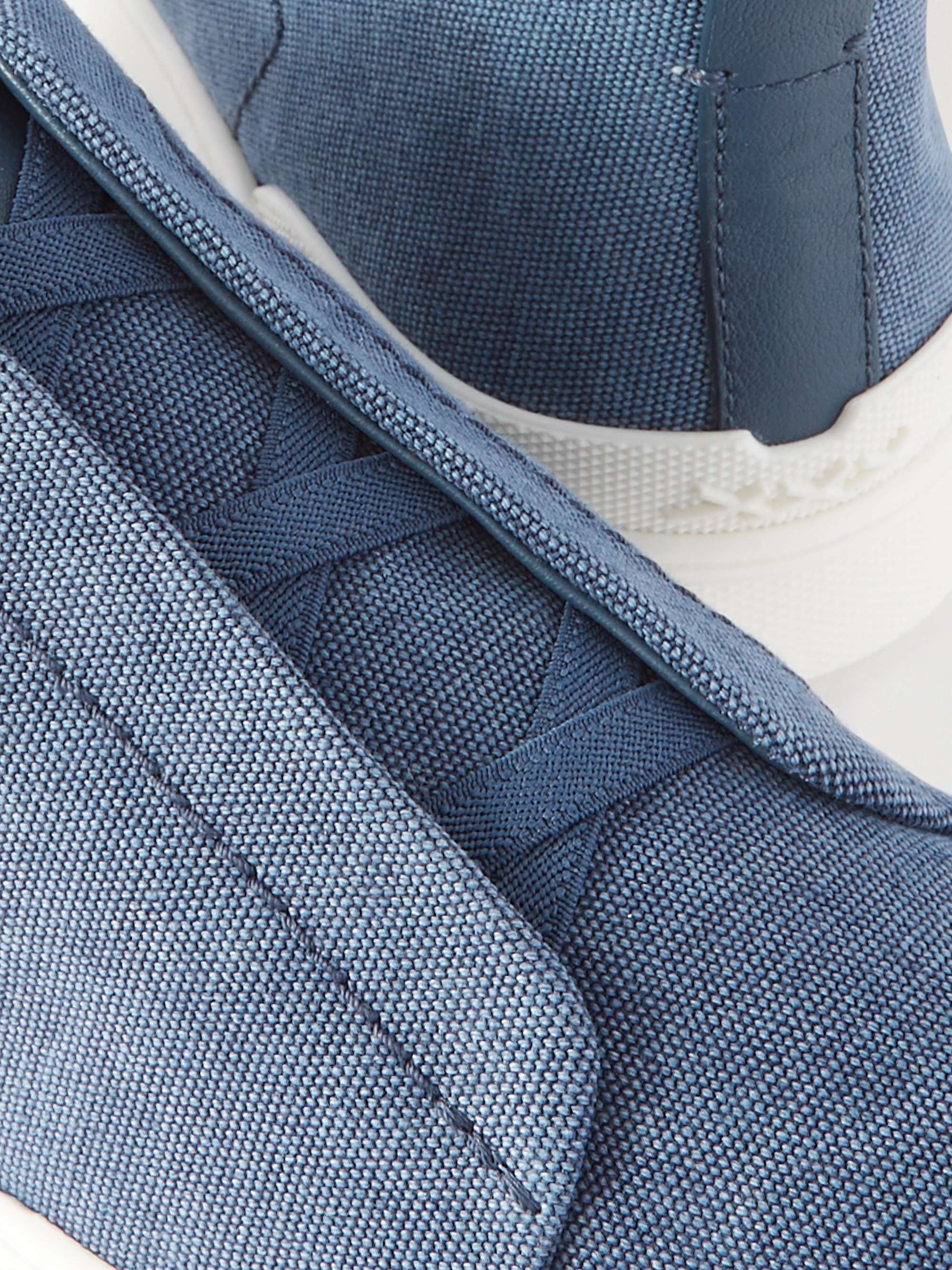 ZEGNA Triple Stitch Leather-Trimmed Canvas Sneakers