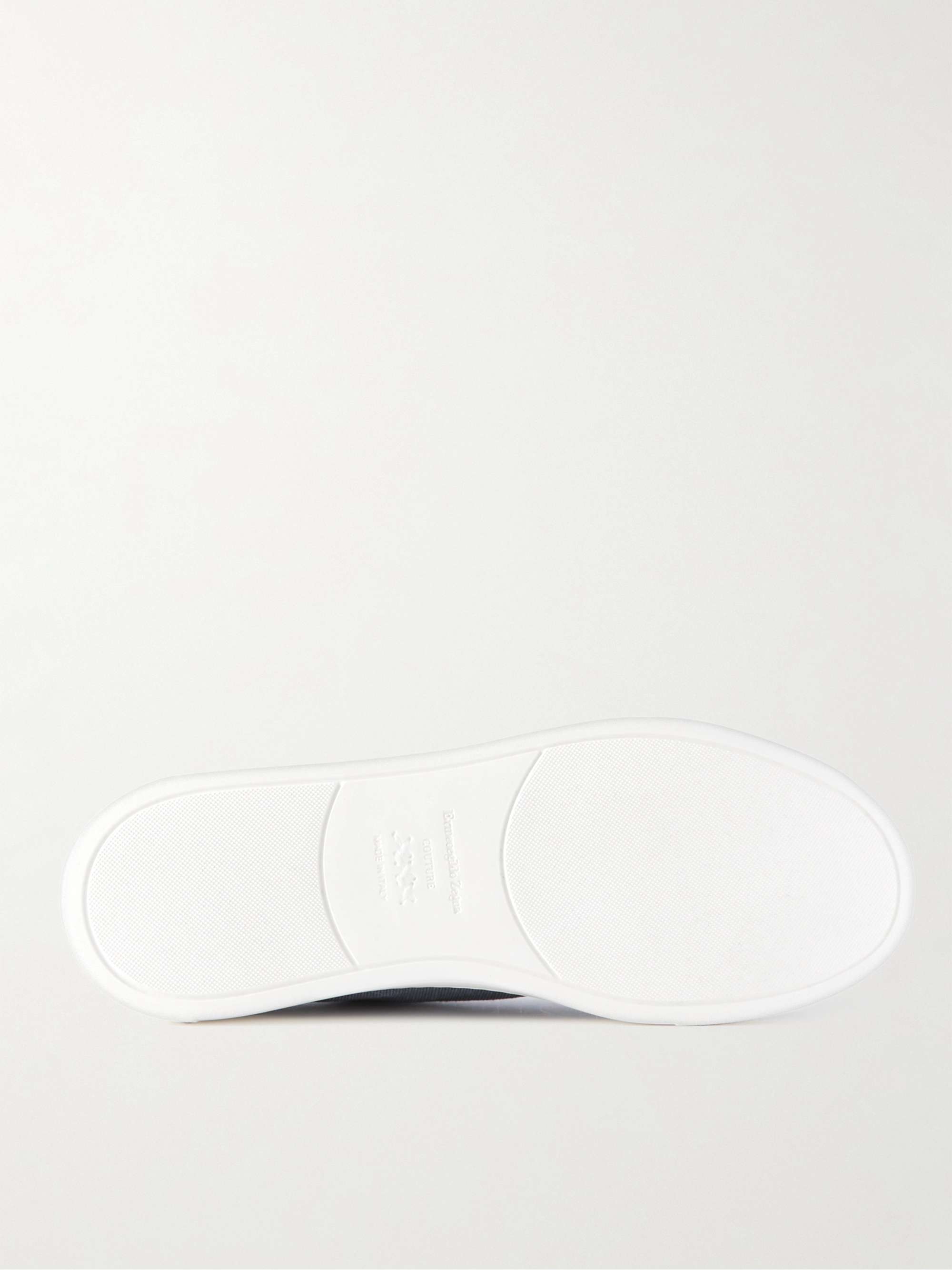 ZEGNA Triple Stitch Leather-Trimmed Canvas Sneakers